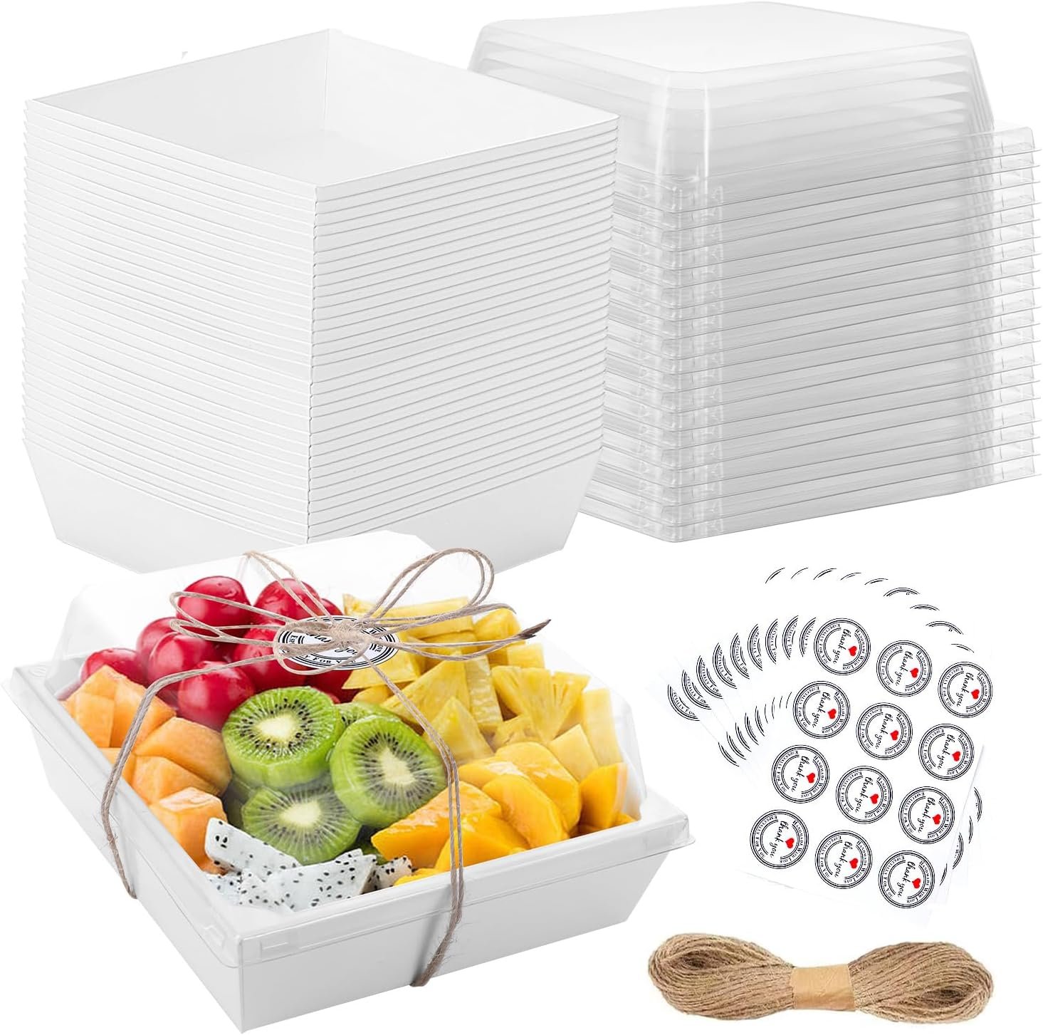 Großhandel 100 Pack kleine Charcuterie Boxen mit klarem Deckel, 5 Zoll Cookie Boxen für Sandwich, Sushi, Backwaren, Dessert, Kuchenstück, Erdbeeren - Individuelles Logo, Hersteller, Bulk