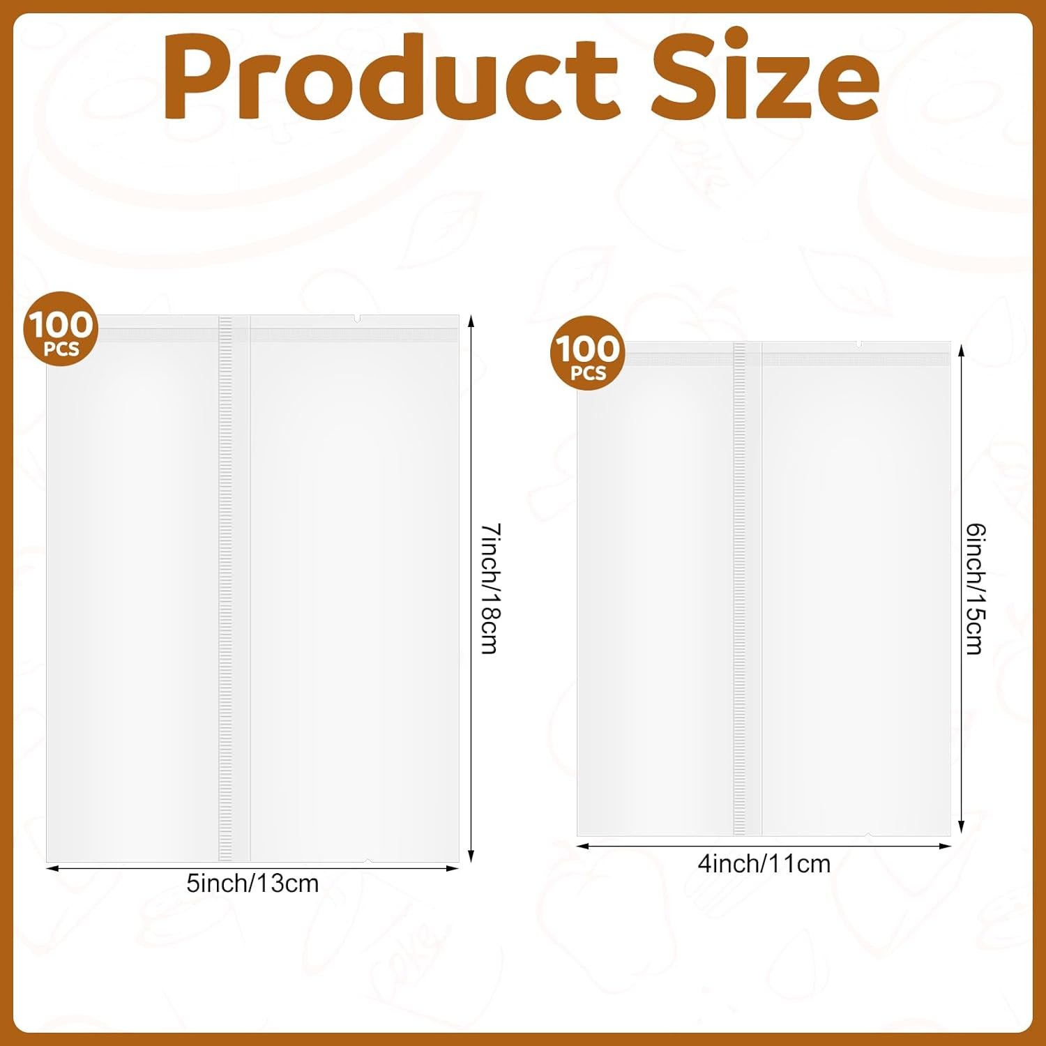 Großhandel 200 Stück Cellophan-Gebäckbeutel mit Hitzesiegelung, flacher Rand, in 2 Größen 4