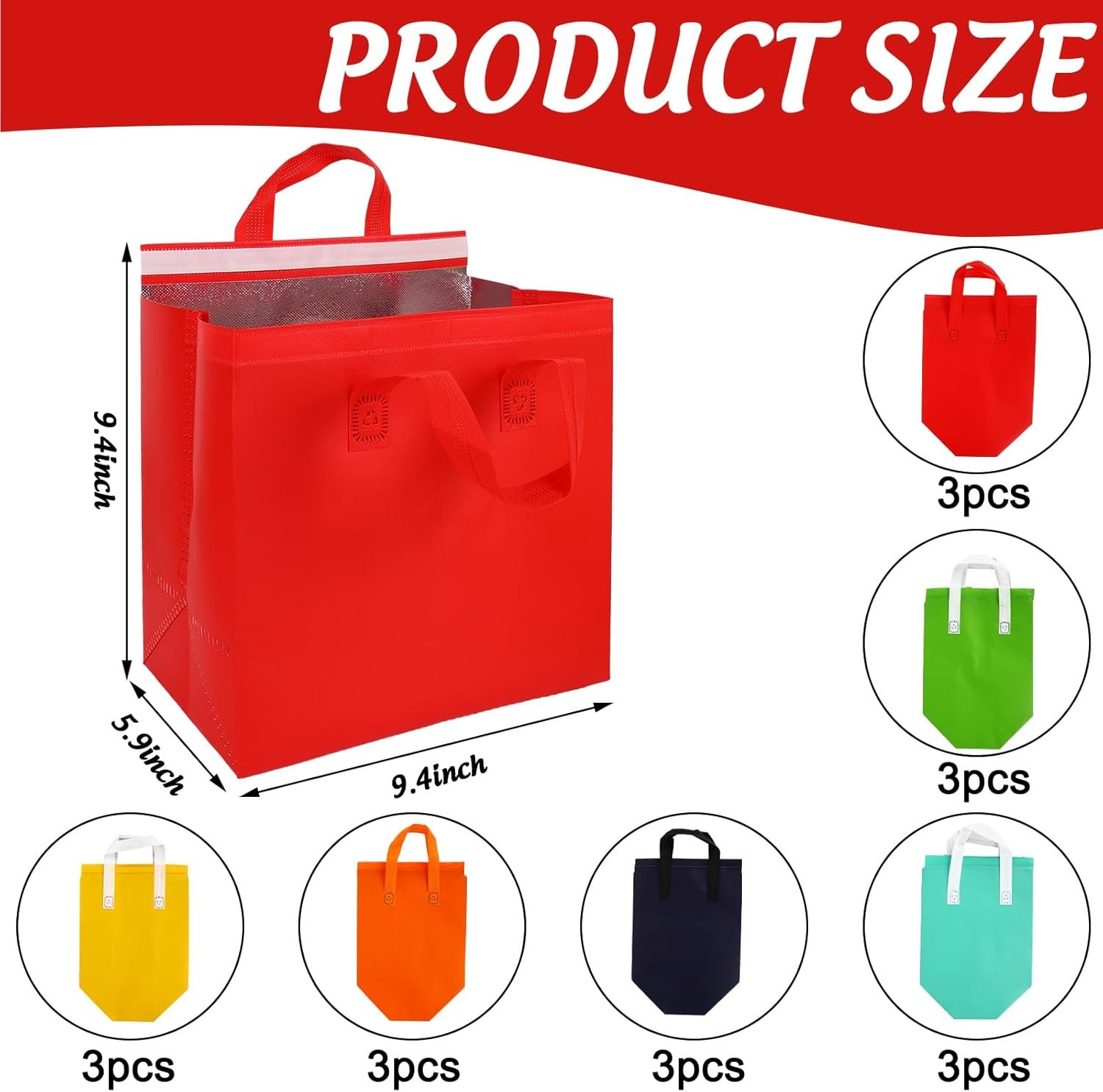 Großhandel 18 Stück isolierte Tragetaschen für warme und kalte Getränke, frische Lebensmittellieferung, individuelles Logo, OEM, thermische Lunch- und Take-away-Taschen in 6 klassischen Farben Großhandel 18 Stück isolierte Tragetaschen für warme und kalte Getränke, frische Lebensmittellieferung, individuelles Logo, OEM, thermische Lunch- und Take-away-Taschen in 6 klassischen Farben