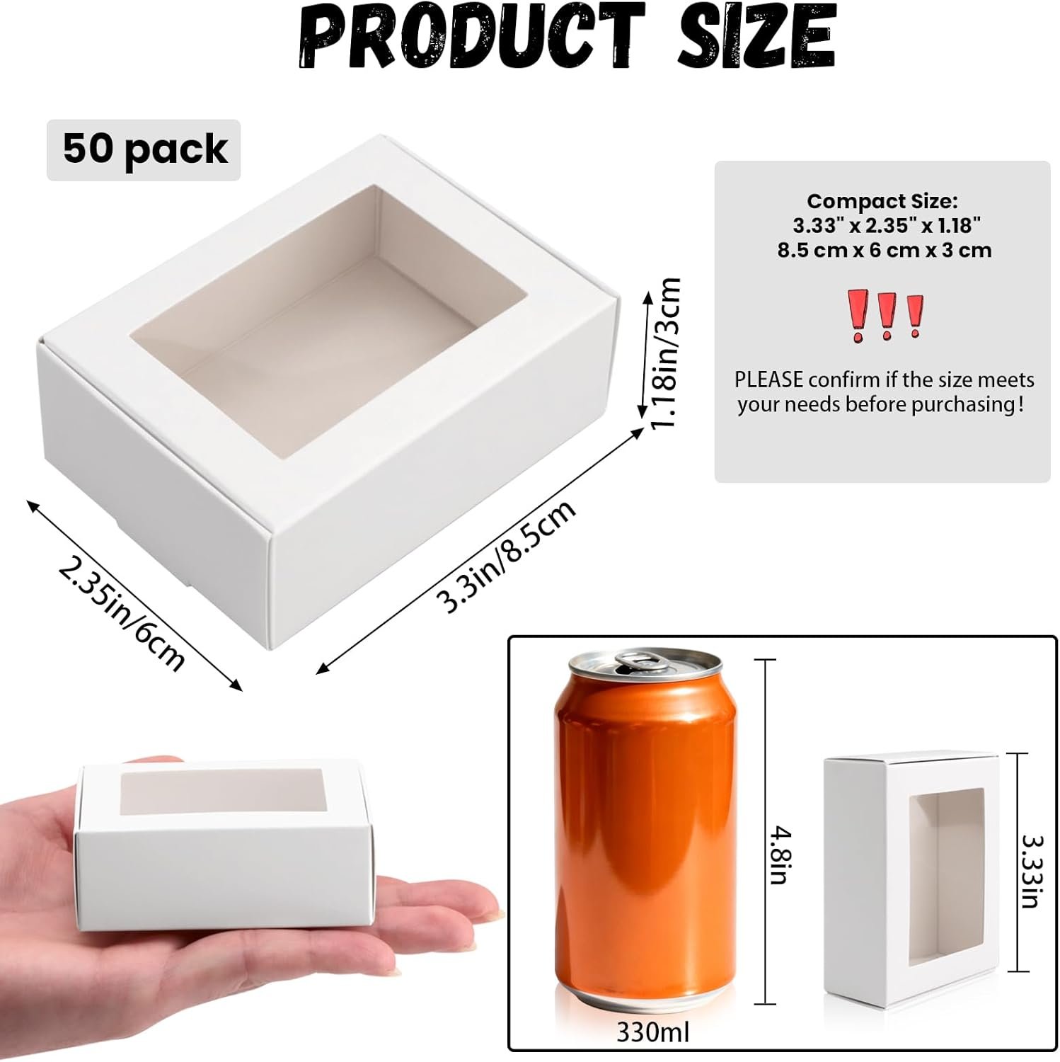 Großhandel Mini Kraftpapierboxen mit Fenster, 50er Pack, 3,33