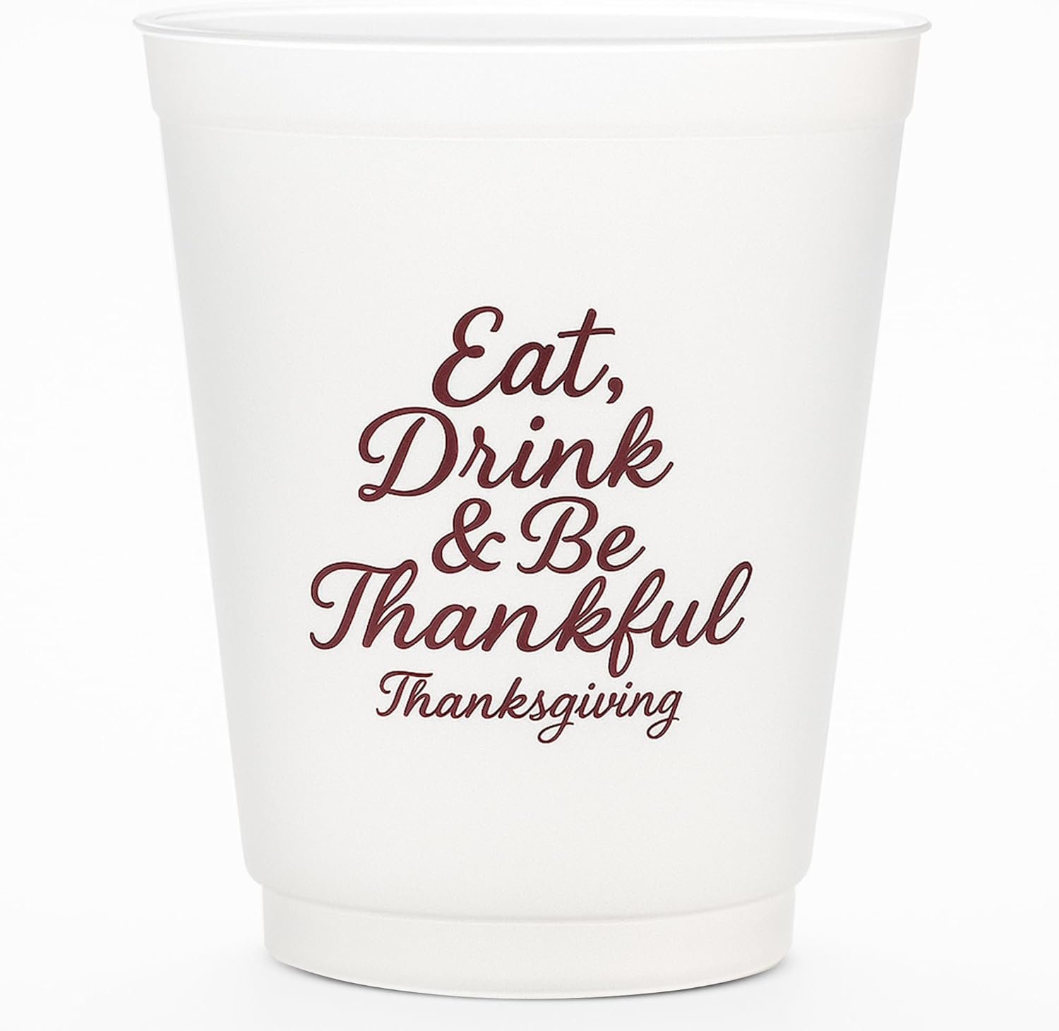 Großhandel 12oz Einweg Kunststoffbecher | Perfekt für Herbsternte, Friendsgiving, Festtags- und Tischdekorationen | Individuelles Logo, Hersteller, Bulk Becher mit „Essen, Trinken & Dankbar sein“ Druck