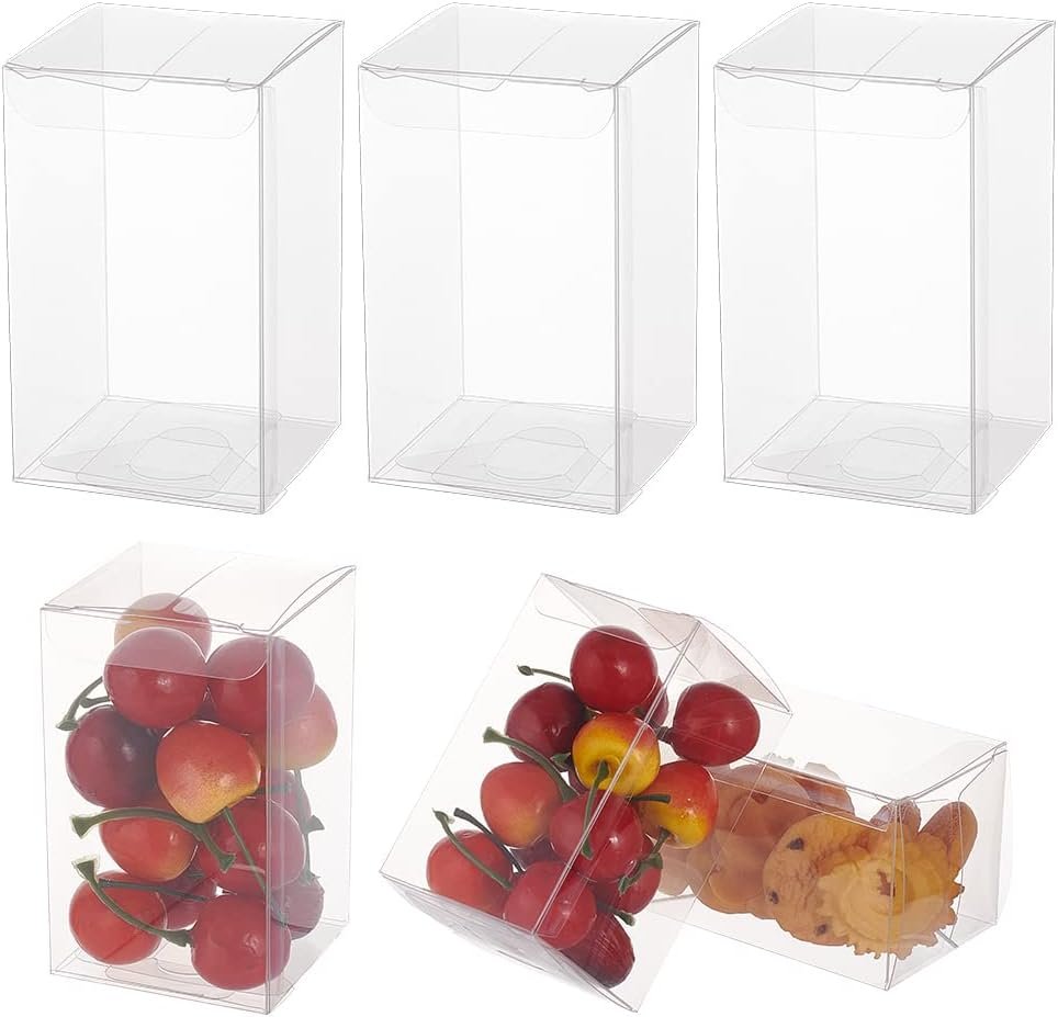 Großhandel 30 Stück 2.3x2.3x4 transparente Kunststoff Party Favor Box für Hochzeitsdekoration, Schokolade, Süßigkeiten, Kekse, Geschenke zum Muttertag, individuell bedruckte Verpackung, Hersteller für maßgeschneiderte Lösungen.