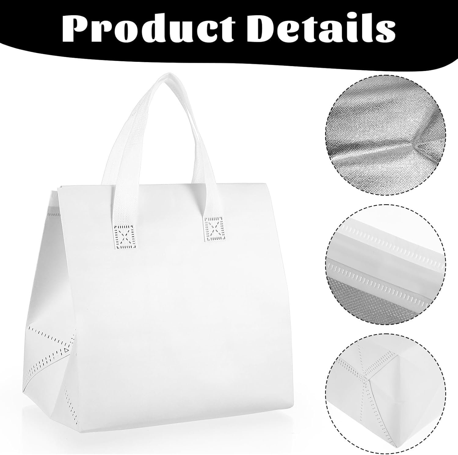 Großhandel 20er Pack isolierte Take Away Taschen für heiße und kalte Speisen, perfekte Lösung für Catering, Restaurant und Lebensmittelgeschäft (9,4 x 5,9 x 9,4 Zoll, weiß) mit individuellem Logo vom Hersteller.