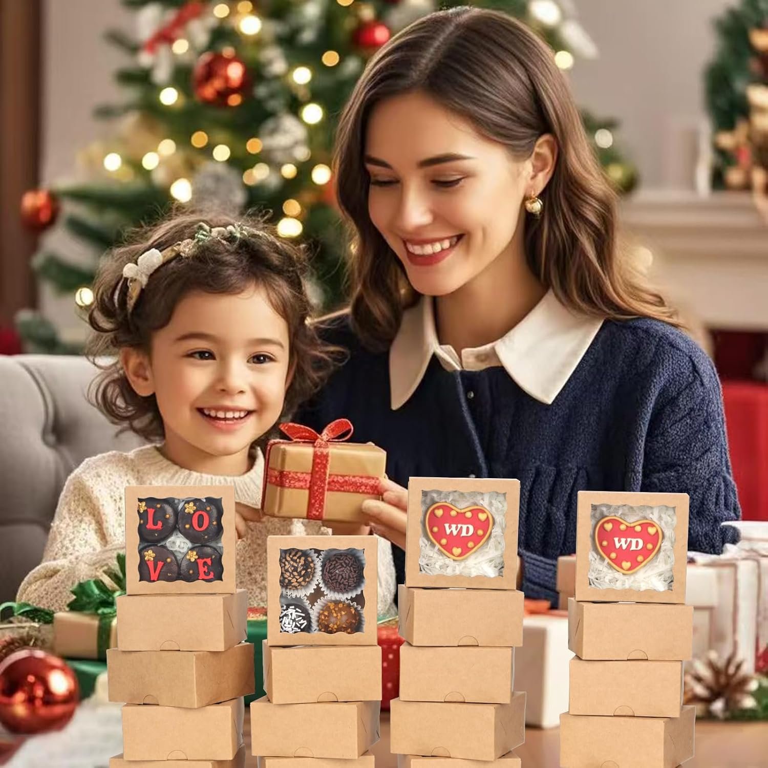 Großhandel 50 Stück 4x4x2 Zoll lebensmittelsichere braune Bäckereikartons - Vielseitige Verpackung für Gebäck, Pralinen und Hochzeitsgeschenke mit individuellem Logo für Kuchen, Torten und Zimtschnecken von Ihrem Hersteller.