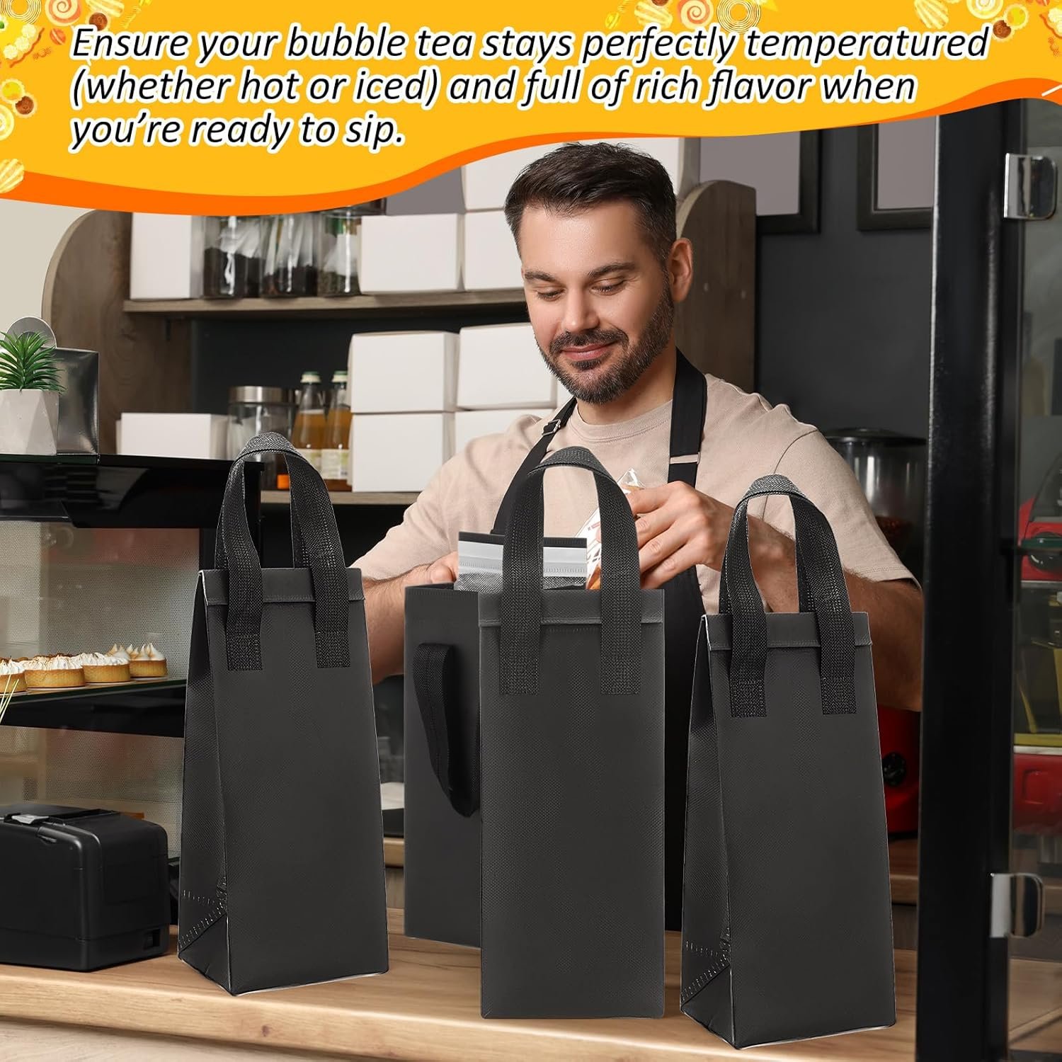 Großhandel 50 Stück isolierte Getränketräger-Taschen für Lieferung, individuell bedruckbar, OEM, für warme und kalte Getränke, einschließlich Kaffee, Milch und Tee, mit Griff für den Transport von Tiefkühlkost und Mittagsessen. Großhandel 50 Stück isolierte Getränketräger-Taschen für Lieferung, individuell bedruckbar, OEM, für warme und kalte Getränke, einschließlich Kaffee, Milch und Tee, mit Griff für den Transport von Tiefkühlkost und Mittagsessen.