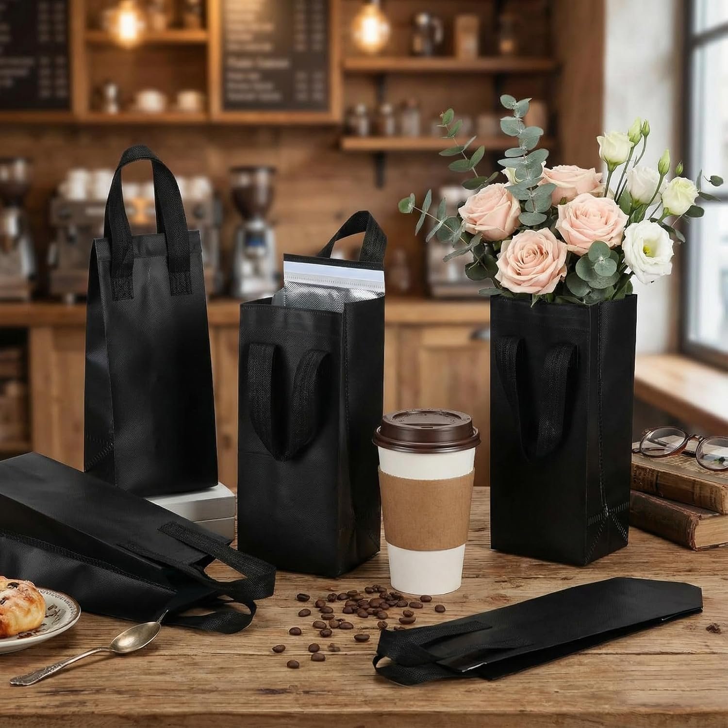 Großhandel 50 Stück isolierte Getränketräger-Taschen für Lieferung, individuell bedruckbar, OEM, für warme und kalte Getränke, einschließlich Kaffee, Milch und Tee, mit Griff für den Transport von Tiefkühlkost und Mittagsessen. Großhandel 50 Stück isolierte Getränketräger-Taschen für Lieferung, individuell bedruckbar, OEM, für warme und kalte Getränke, einschließlich Kaffee, Milch und Tee, mit Griff für den Transport von Tiefkühlkost und Mittagsessen.