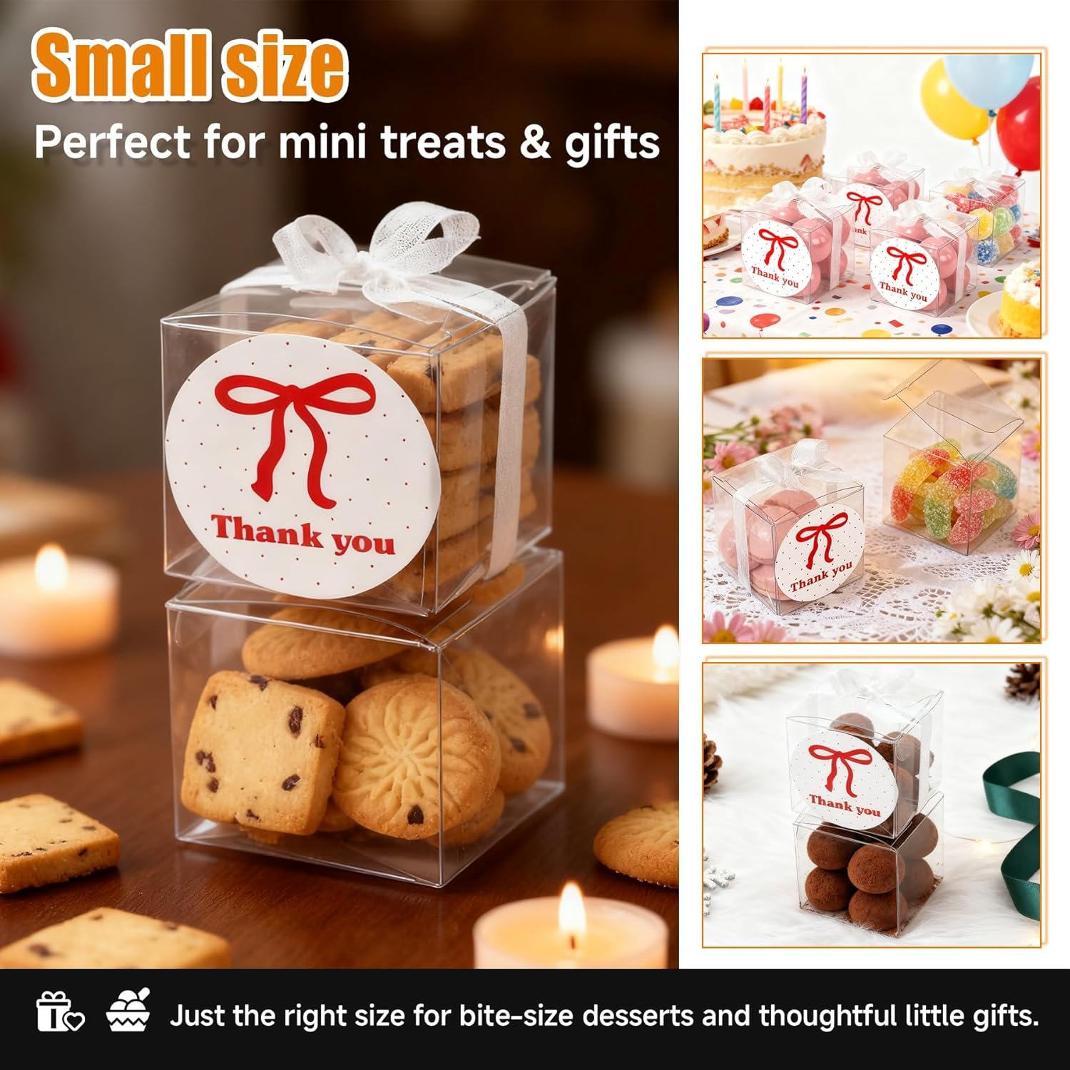 Großhandel 50 Packung kleine transparente Favoritenboxen 2x2x2 cm mit personalisiertem Logo, einschließlich Bändern und Dankeschön-Aufklebern, für Süßigkeiten, Macarons, Hochzeiten, Babypartys und Geburtstagsfeiern im Bulk. Großhandel 50 Packung kleine transparente Favoritenboxen 2x2x2 cm mit personalisiertem Logo, einschließlich Bändern und Dankeschön-Aufklebern, für Süßigkeiten, Macarons, Hochzeiten, Babypartys und Geburtstagsfeiern im Bulk.