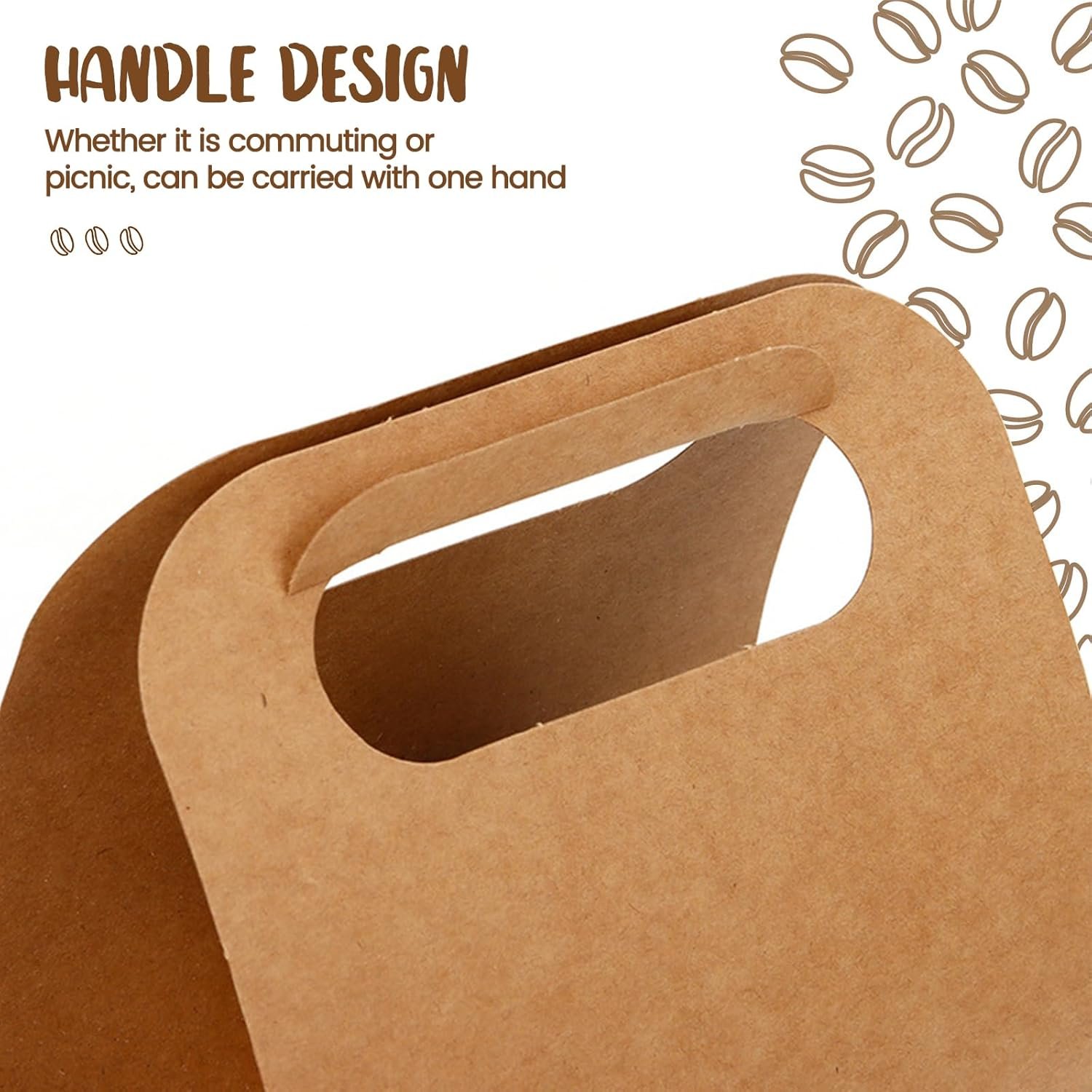 Großhandel 1 Cup Tragetasche für Getränke mit Griff, 50 Stück Kraftpapier Kaffeebecherhalter für den Food-Lieferdienst, entscheidend für OEM und faltbare Träger für heiße/kalte Getränke to go