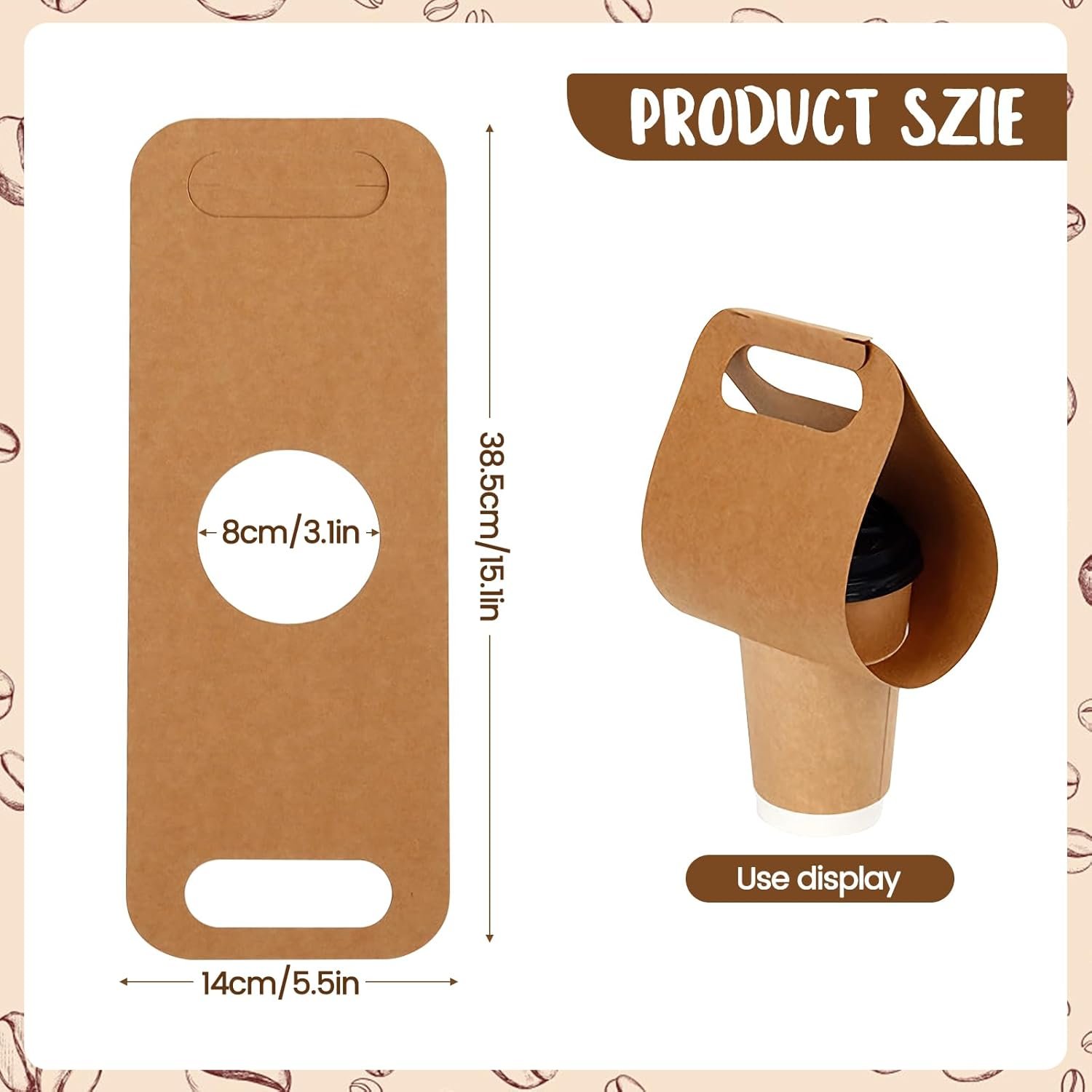 Großhandel 1 Cup Tragetasche für Getränke mit Griff, 50 Stück Kraftpapier Kaffeebecherhalter für den Food-Lieferdienst, entscheidend für OEM und faltbare Träger für heiße/kalte Getränke to go