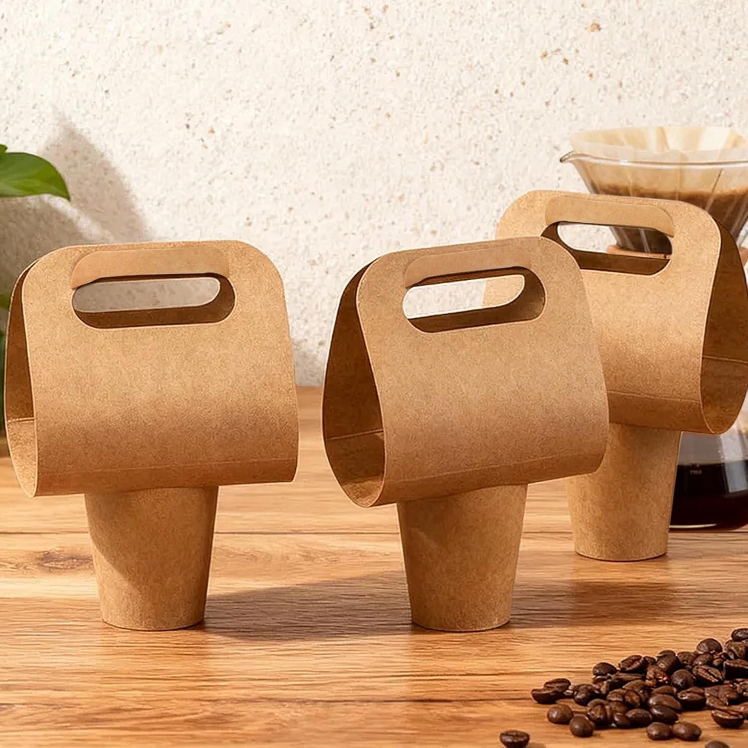 Großhandel 1 Cup Tragetasche für Getränke mit Griff, 50 Stück Kraftpapier Kaffeebecherhalter für den Food-Lieferdienst, entscheidend für OEM und faltbare Träger für heiße/kalte Getränke to go