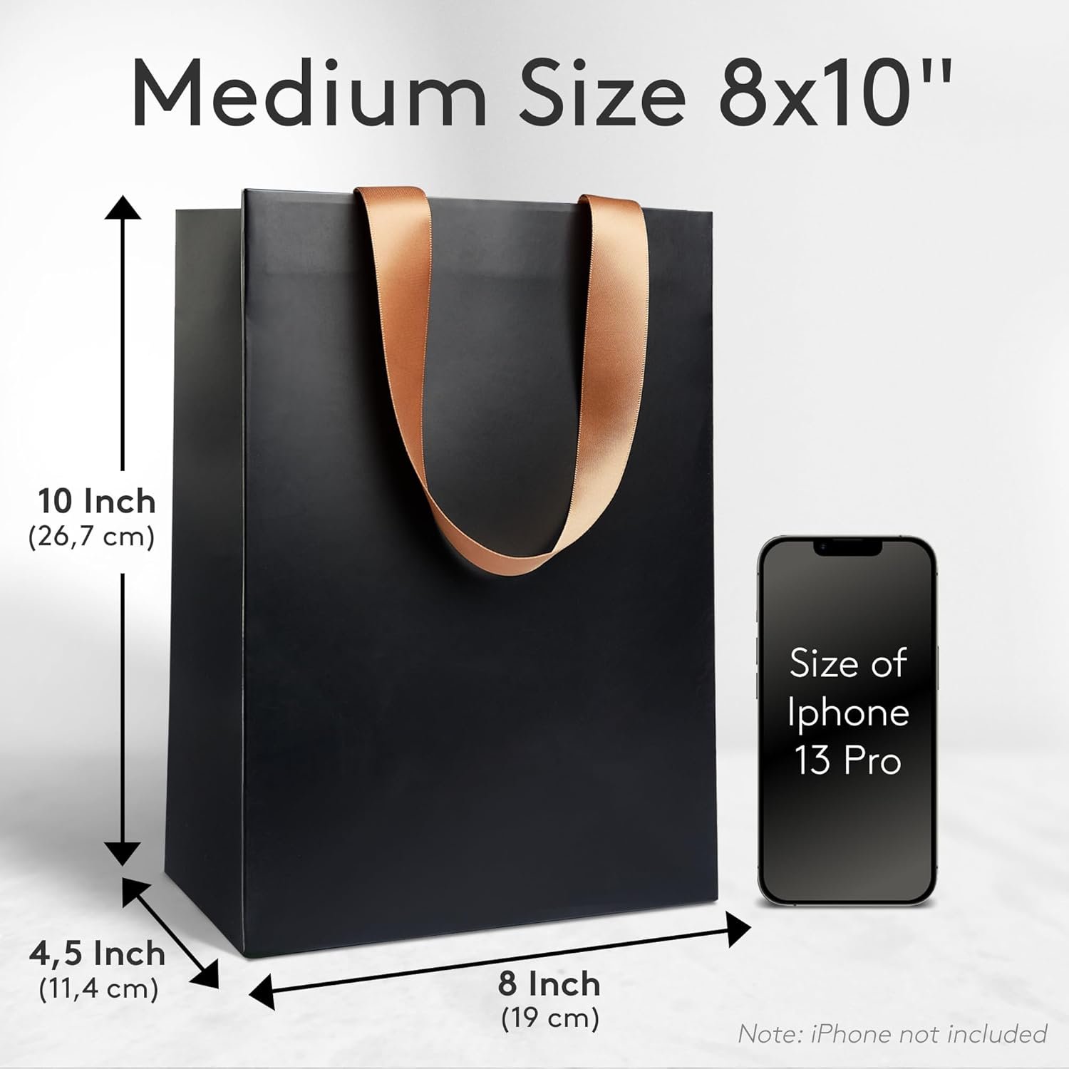 Großhandel matte und robuste Geschenktüten in der Größe 8x10″ mit Goldsatin-Henkeln, inklusive personalisierbarer metallic Marker und Seidenpapier. Individuelles Logo für Männer und Frauen, ideal für Geburtstagsfeiern und als Bulk-Angebot.