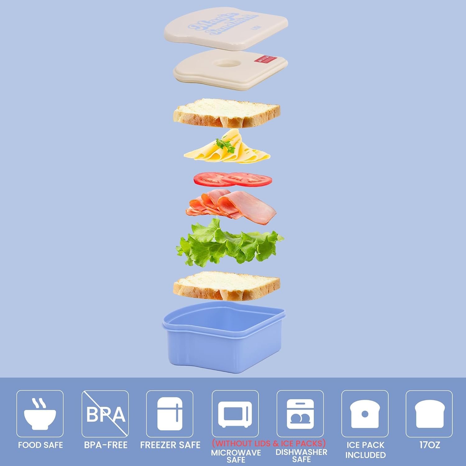 Großhandel BPA-freie Sandwich Box mit Eispackungen, wiederverwendbare Snackbehälter mit Deckeln, optimal für Büro und Picknick (20oz/590ml) - Hersteller für individuelle Logo-Lösungen. Großhandel BPA-freie Sandwich Box mit Eispackungen, wiederverwendbare Snackbehälter mit Deckeln, optimal für Büro und Picknick (20oz/590ml) - Hersteller für individuelle Logo-Lösungen.