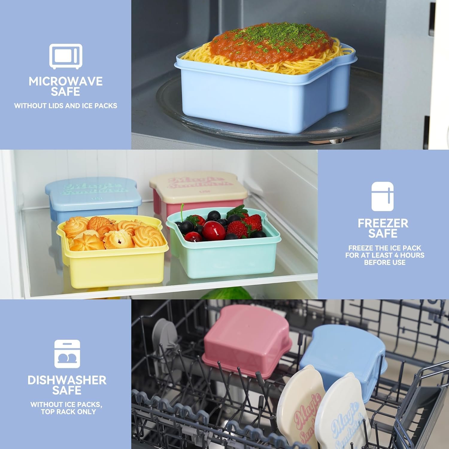 Großhandel BPA-freie Sandwich Box mit Eispackungen, wiederverwendbare Snackbehälter mit Deckeln, optimal für Büro und Picknick (20oz/590ml) - Hersteller für individuelle Logo-Lösungen. Großhandel BPA-freie Sandwich Box mit Eispackungen, wiederverwendbare Snackbehälter mit Deckeln, optimal für Büro und Picknick (20oz/590ml) - Hersteller für individuelle Logo-Lösungen.