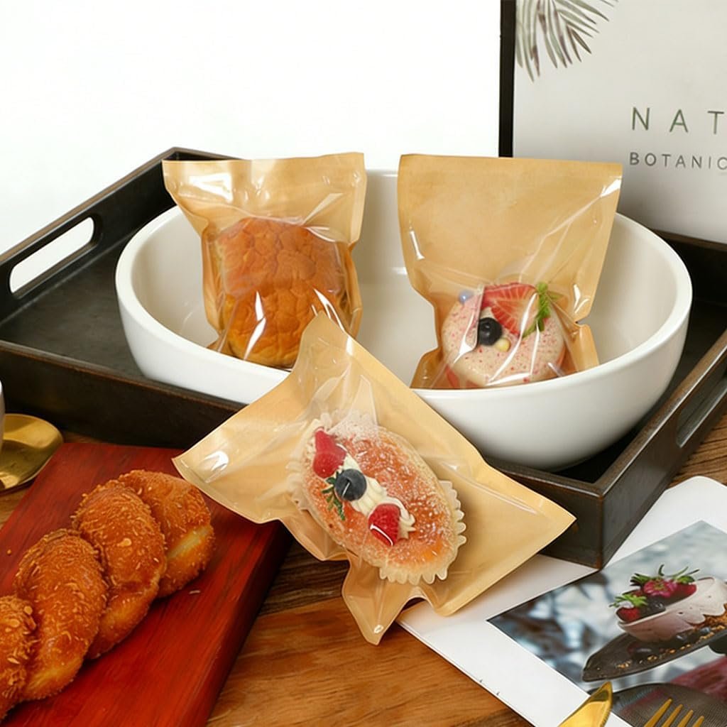 Großhandel 120 Stück Papier Keksbeutel mit Fenster 5 x 7 Zoll individuelle Verpackung für Snacks und Gebäck, OEM optionale Einzelkeks-Wickel