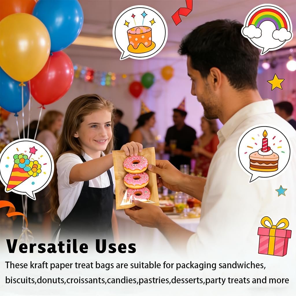 Großhandel 120 Stück Papier Keksbeutel mit Fenster 5 x 7 Zoll individuelle Verpackung für Snacks und Gebäck, OEM optionale Einzelkeks-Wickel