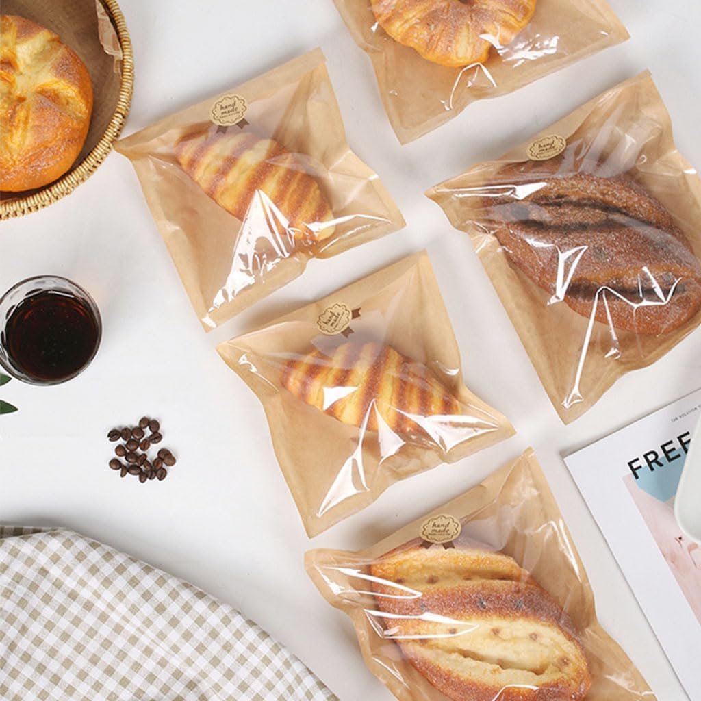 Großhandel 120 Stück Papier Keksbeutel mit Fenster 5 x 7 Zoll individuelle Verpackung für Snacks und Gebäck, OEM optionale Einzelkeks-Wickel