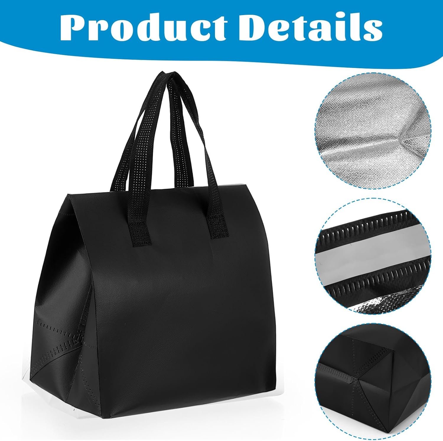 Großhandel 20 Stück isolierte Take Away Taschen für Catering, thermalisolierend für heiße und kalte Speisen, perfekt für Kaffee, Milch, Tee, frische Meeresfrüchte und Pizza-Lieferung, Made for Restaurants und Lebensmittelmärkte (9.4 x 5.9 x 9.4 Zoll, Schwarz) mit individuell gestaltbarem Logo durch Hersteller. Großhandel 20 Stück isolierte Take Away Taschen für Catering, thermalisolierend für heiße und kalte Speisen, perfekt für Kaffee, Milch, Tee, frische Meeresfrüchte und Pizza-Lieferung, Made for Restaurants und Lebensmittelmärkte (9.4 x 5.9 x 9.4 Zoll, Schwarz) mit individuell gestaltbarem Logo durch Hersteller.