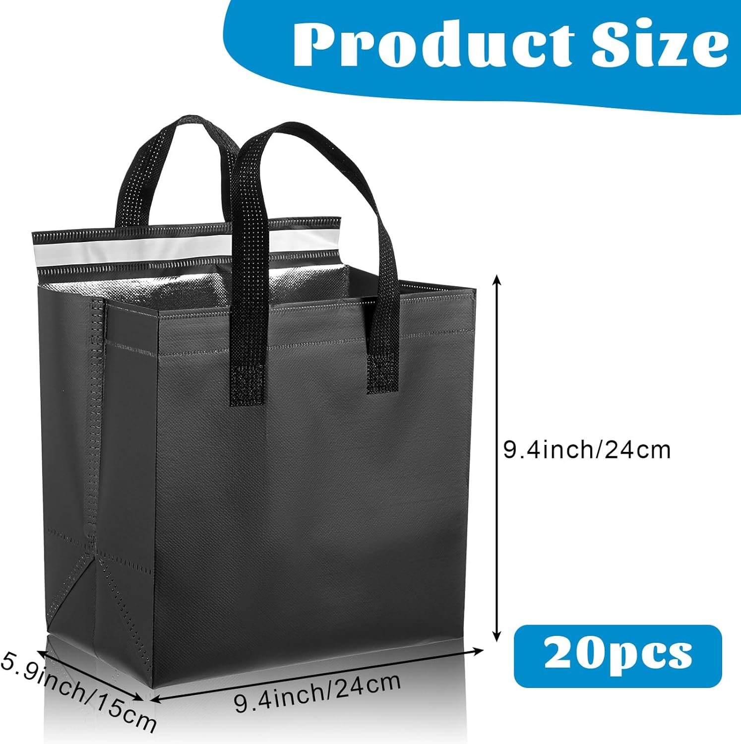 Großhandel 20 Stück isolierte Take Away Taschen für Catering, thermalisolierend für heiße und kalte Speisen, perfekt für Kaffee, Milch, Tee, frische Meeresfrüchte und Pizza-Lieferung, Made for Restaurants und Lebensmittelmärkte (9.4 x 5.9 x 9.4 Zoll, Schwarz) mit individuell gestaltbarem Logo durch Hersteller. Großhandel 20 Stück isolierte Take Away Taschen für Catering, thermalisolierend für heiße und kalte Speisen, perfekt für Kaffee, Milch, Tee, frische Meeresfrüchte und Pizza-Lieferung, Made for Restaurants und Lebensmittelmärkte (9.4 x 5.9 x 9.4 Zoll, Schwarz) mit individuell gestaltbarem Logo durch Hersteller.