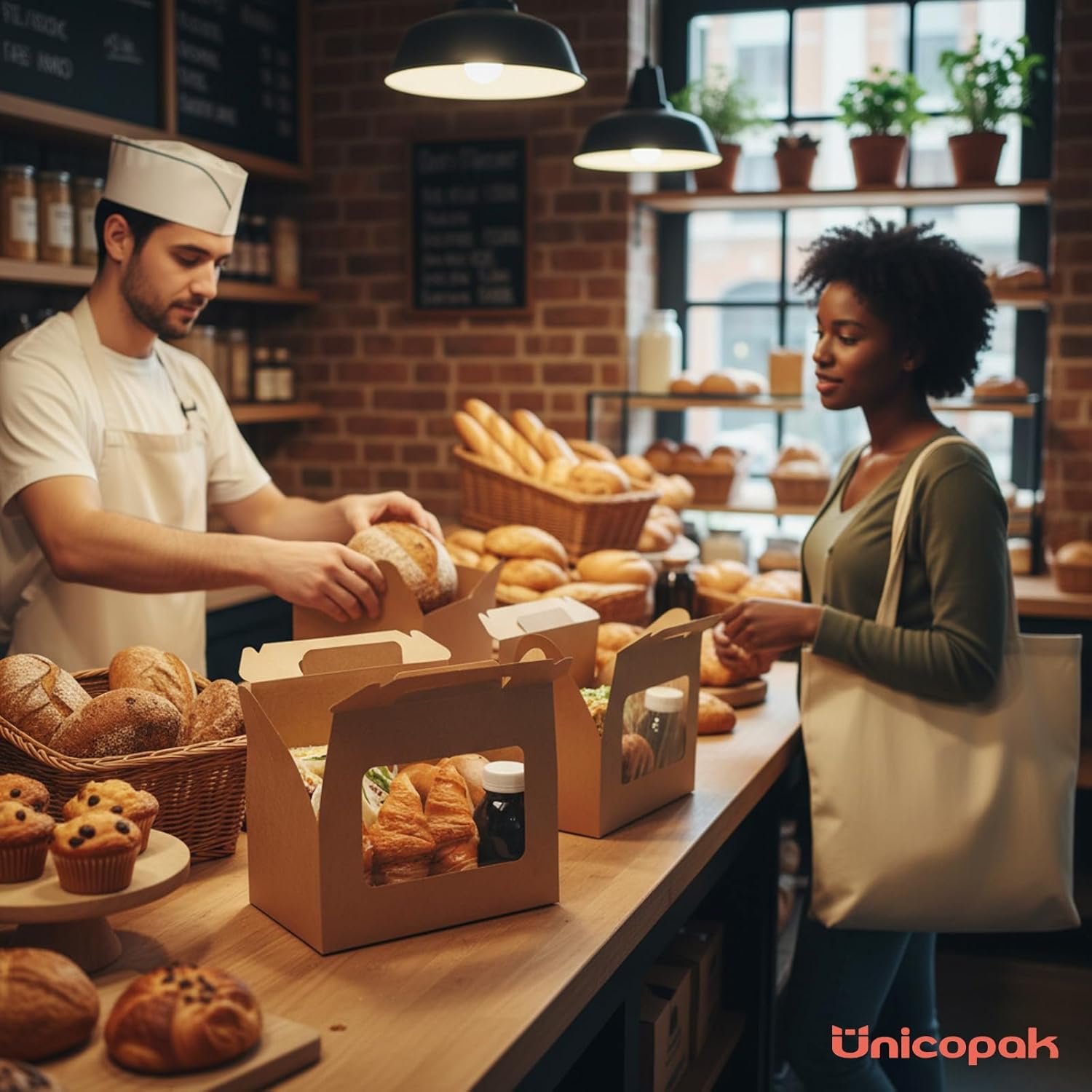 Großhandel Gabelboxen aus lebensmittelechtem Karton 9x6x6 mit Fenster für Brot, Donuts und selbstgemachte Geschenke, Individuelles Logo für Eigenmarke, große Geschenkboxen mit Griffen in Bulk.