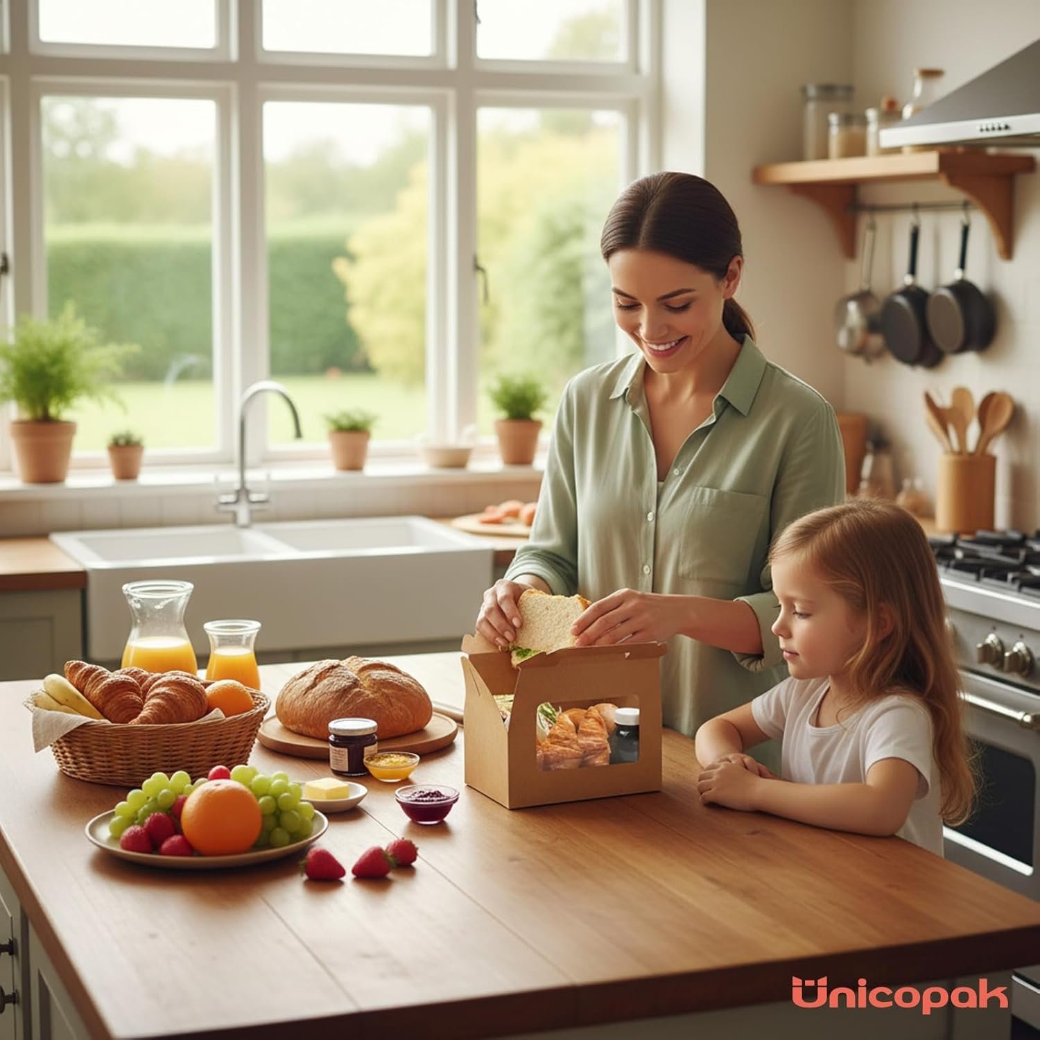 Großhandel Gabelboxen aus lebensmittelechtem Karton 9x6x6 mit Fenster für Brot, Donuts und selbstgemachte Geschenke, Individuelles Logo für Eigenmarke, große Geschenkboxen mit Griffen in Bulk.