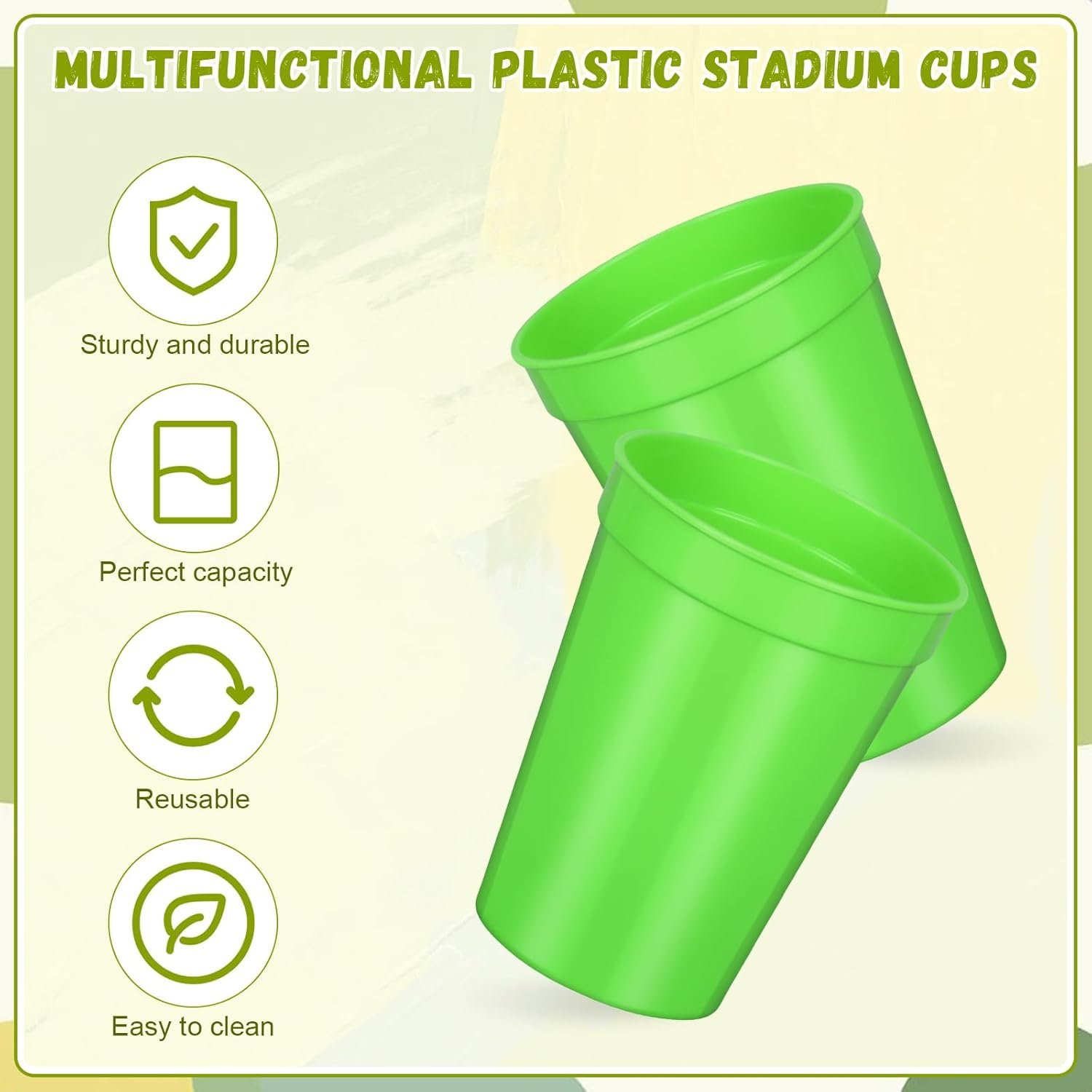 Großhandel 60 Stück 12 oz Plastikbecher wiederverwendbare Trinkbecher für Party, Hochzeit, Baby Shower und DIY-Projekte, individuelles Logo, Hersteller für Bulk-Bestellungen, grün