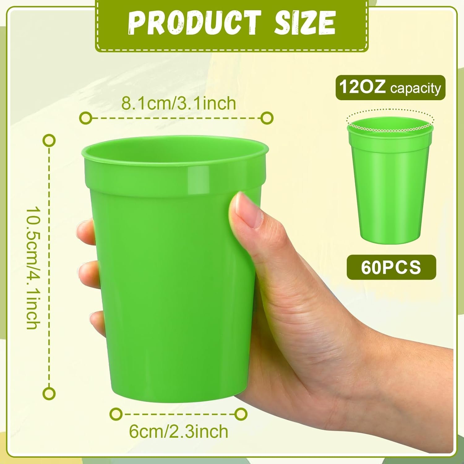 Großhandel 60 Stück 12 oz Plastikbecher wiederverwendbare Trinkbecher für Party, Hochzeit, Baby Shower und DIY-Projekte, individuelles Logo, Hersteller für Bulk-Bestellungen, grün