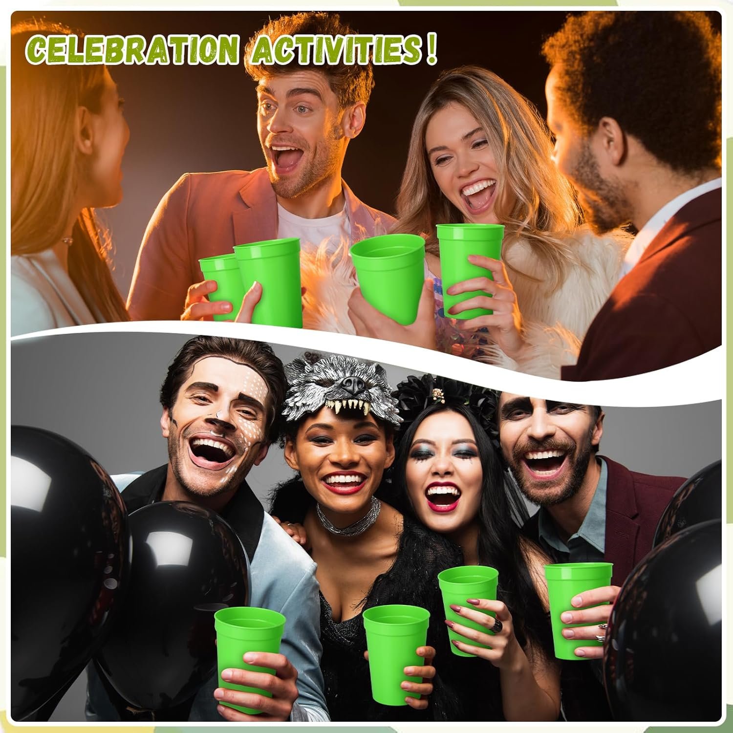Großhandel 60 Stück 12 oz Plastikbecher wiederverwendbare Trinkbecher für Party, Hochzeit, Baby Shower und DIY-Projekte, individuelles Logo, Hersteller für Bulk-Bestellungen, grün
