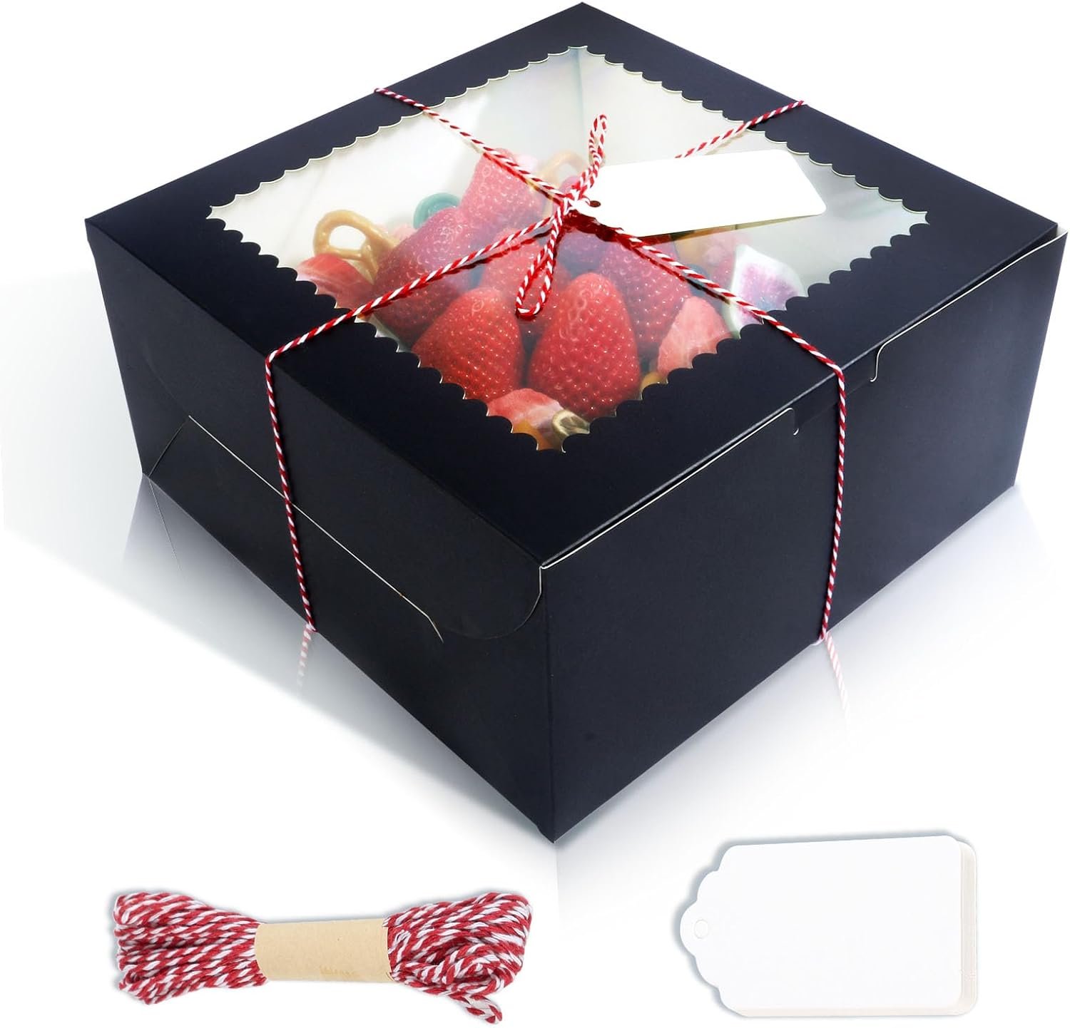 Großhandel 20 Stück 10 Zoll Kuchenboxen mit Fenster, schwarze Bäckerei-Boxen 10x10x5 Zoll, für Torten, Gebäck, Kekse, Schokolade, Cupcakes, Hochzeit, individuelle Logo Lösungen vom Hersteller.