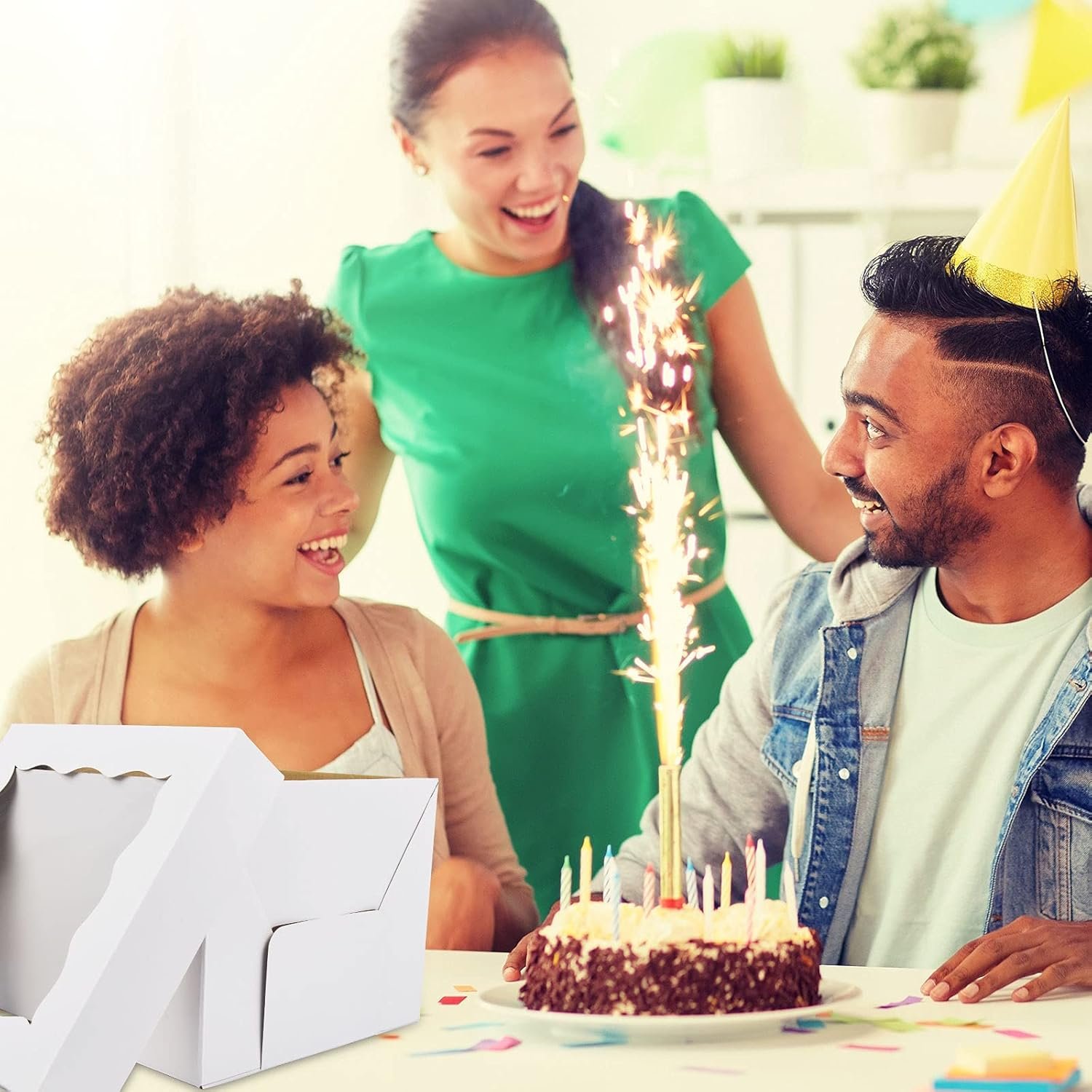 Großhandel KBG Kuchenboxen 10 Stück 10x10x8 Zoll mit Fenster für hohe Torten, stabil und weiß, geeignet für Hochzeiten und Geburtstagsfeiern, OEM Kuchenbehälter in Bulk