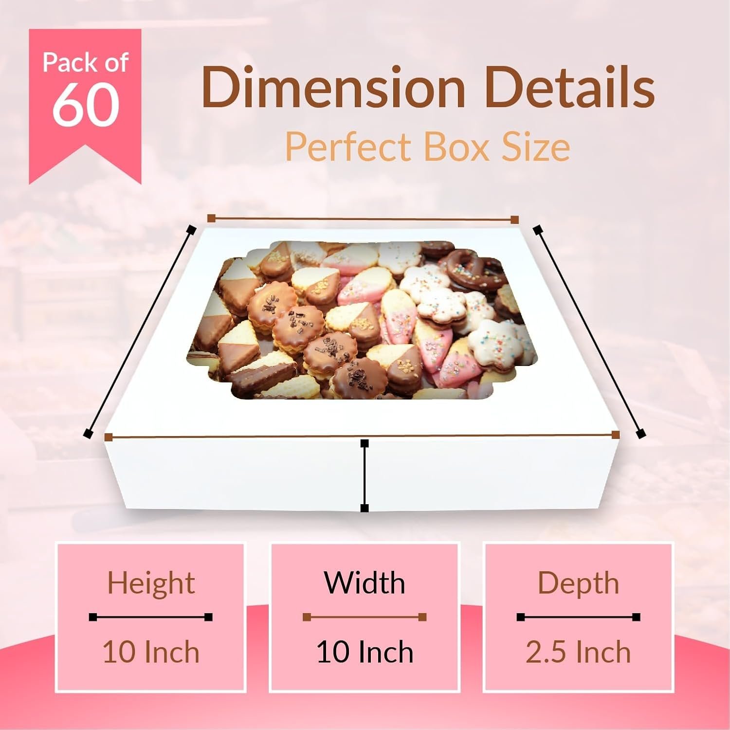 Großhandel 60 Stück 10x10x2,5 cm Pie-Boxen für 9-Zoll-Pies, 10-Zoll-Bäckereiboxen, Pie-Boxen mit Fenster für Cookies, Kuchen, Leckereien, Gebäck, Schokolierte Erdbeeren, Individuelles Logo, Hersteller.