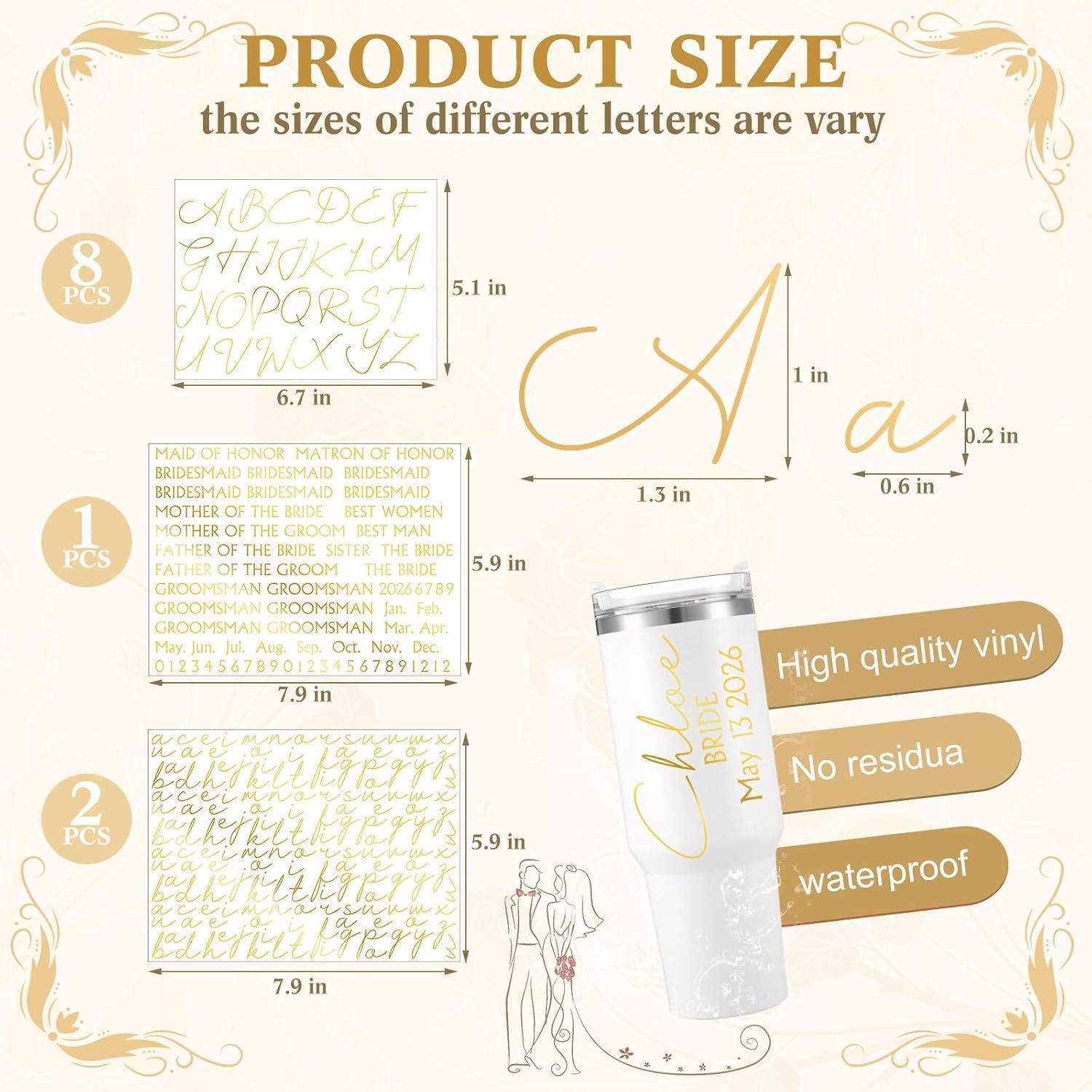 Großhandel 6 Blätter individuelle Brautdekoration Aufkleber personalisierte Vinyl-Anfrage Namensdecal für Sektgläser Geschenkbox Junggesellinnenabschied Hochzeit (Gold) OEM Hersteller Großhandel 6 Blätter individuelle Brautdekoration Aufkleber personalisierte Vinyl-Anfrage Namensdecal für Sektgläser Geschenkbox Junggesellinnenabschied Hochzeit (Gold) OEM Hersteller