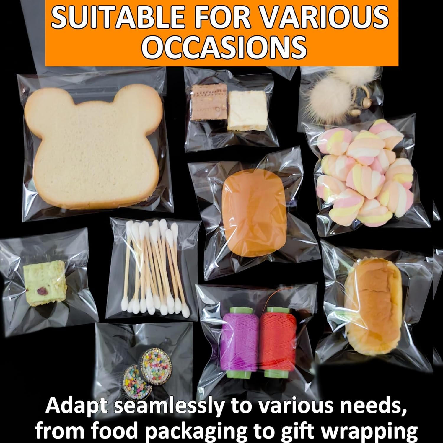 Großhandel Selbstklebende Tüten 100 Stück, 5x5 Zoll klare resealbare Zellophantüten für die Verpackung von Süßigkeiten, Leckereien, Geschenken - Individuelles Logo für Ihr Eigenmarke - Hersteller für Bulk-Bestellungen