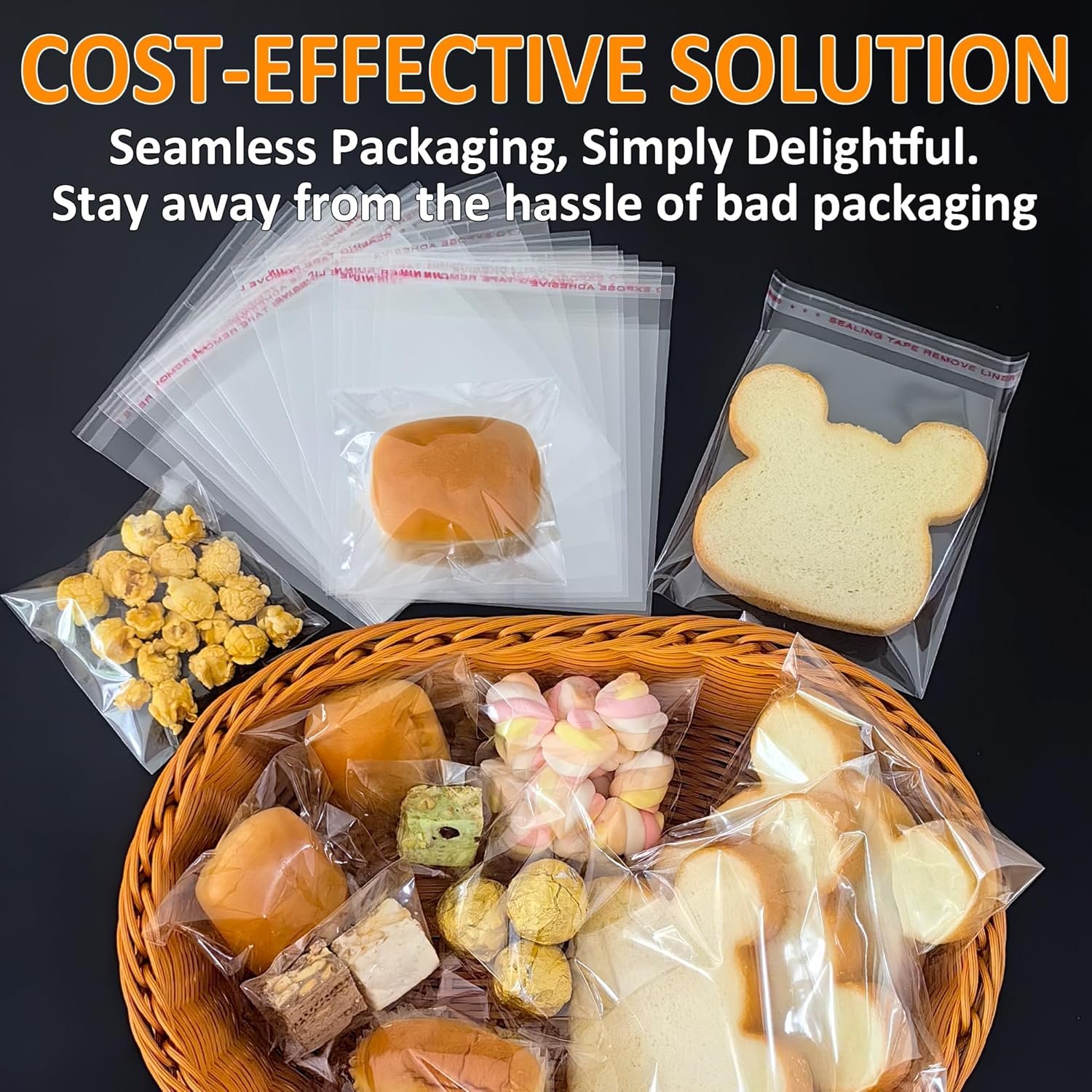 Großhandel Selbstklebende Tüten 100 Stück, 5x5 Zoll klare resealbare Zellophantüten für die Verpackung von Süßigkeiten, Leckereien, Geschenken - Individuelles Logo für Ihr Eigenmarke - Hersteller für Bulk-Bestellungen