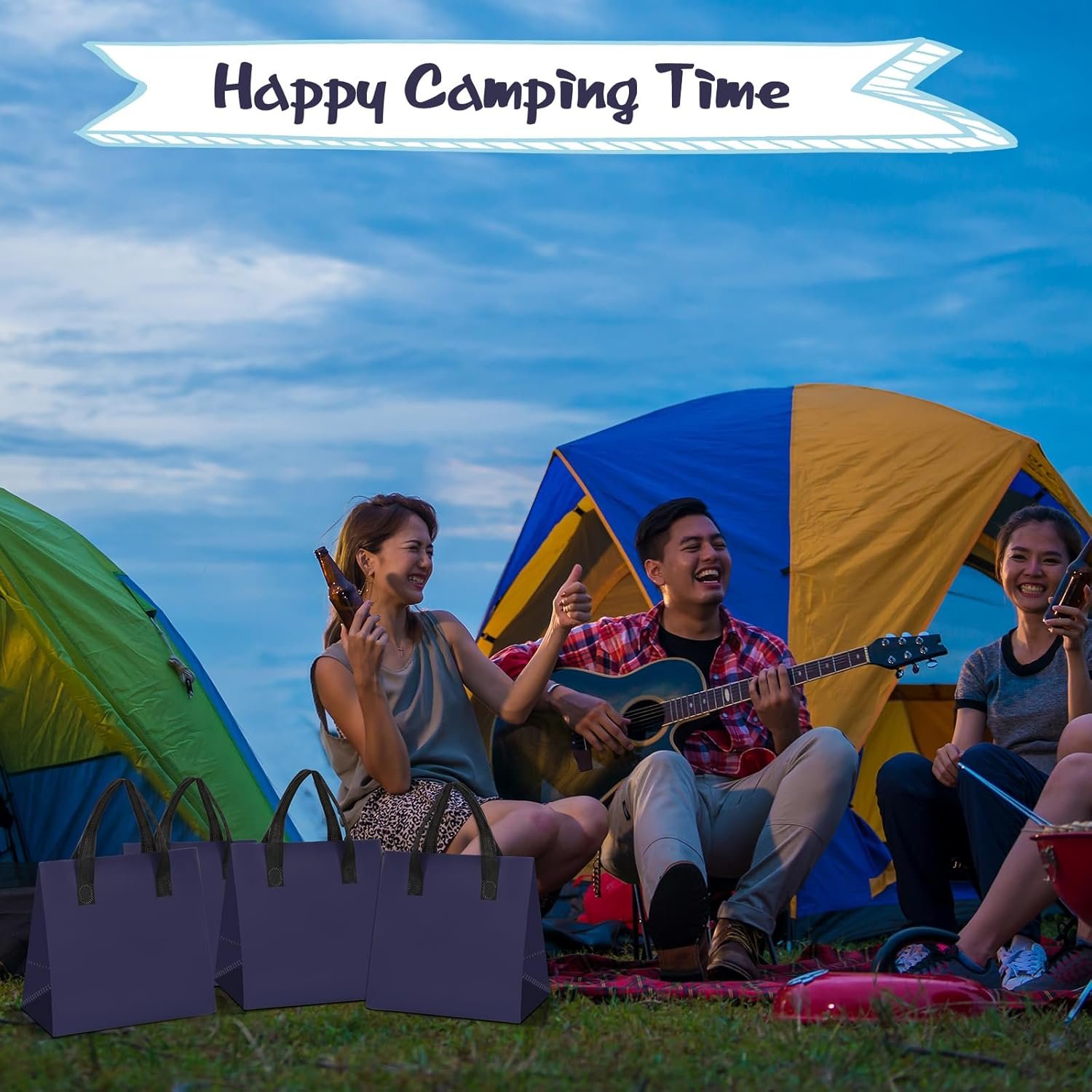 Großhandel 100 Stück isolierte Take-Out-Taschen 9,5 x 6 x 9,5 Zoll für heiße und kalte Speisen, ideal für Catering und Gastronomie, mit individuellem Logo und OEM-Service, Kühlertasche für Kaffee, Milchtee, Picknick und Lebensmittellieferungen (Marineblau)