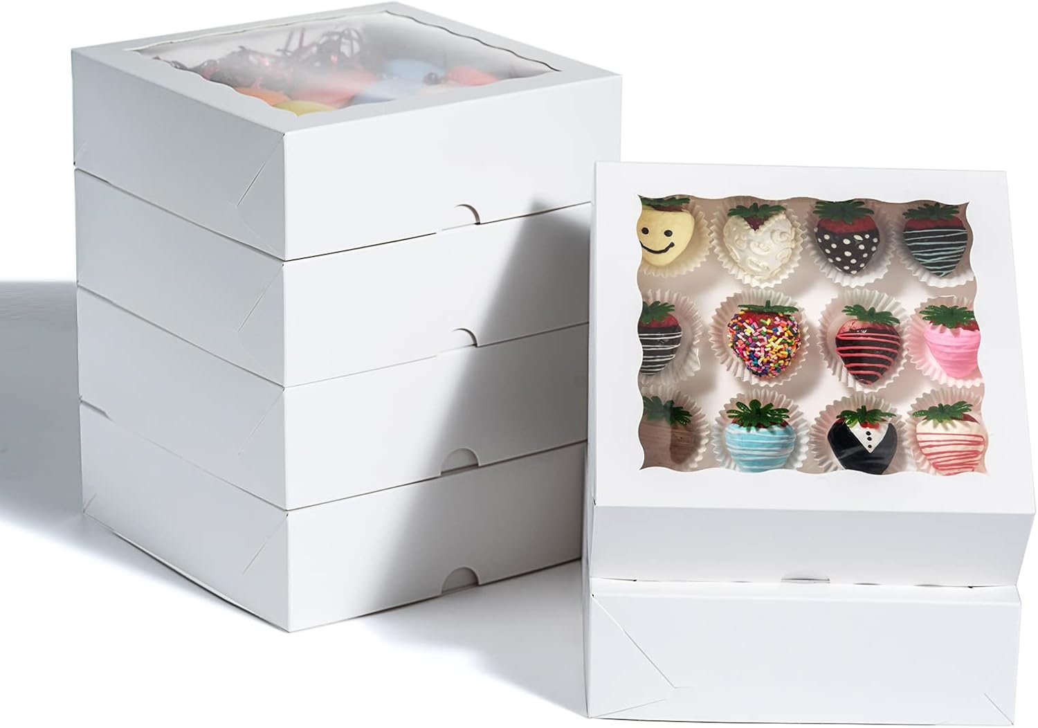 Großhandel 24er Pack Backboxen 7" x 7" x 2 1/2" für personalisierte Logos und Verpackungen von Schokoladenüberzogenen Erdbeeren und Cookies beim Hersteller.