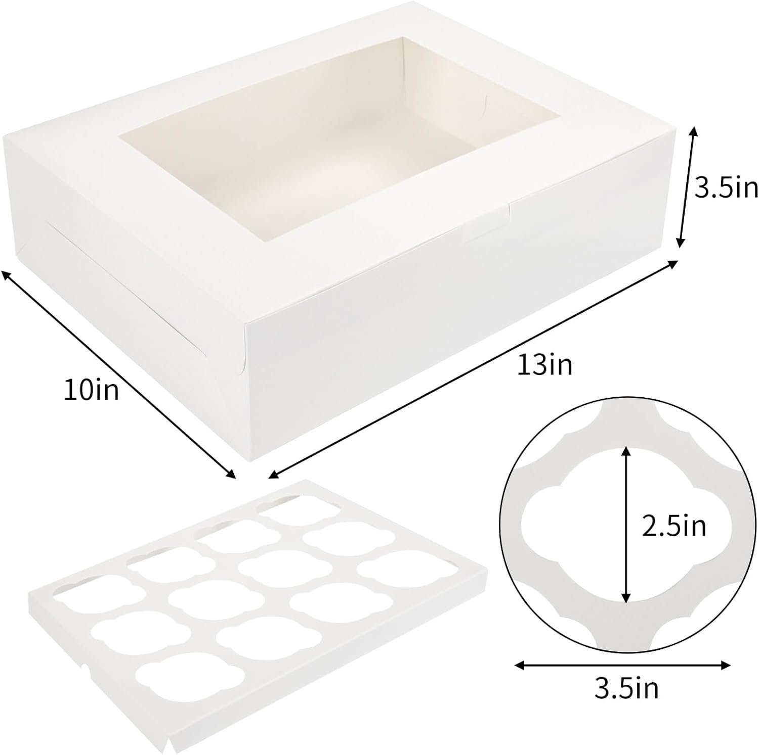 Großhandel 15 Stück Cupcake Boxen 13x10x3.5 Zoll mit Fenster und Einsätzen für Muffins, Individuelles Logo für Geburtstag und Feiertag, für Bäckereibedarf Großhandel 15 Stück Cupcake Boxen 13x10x3.5 Zoll mit Fenster und Einsätzen für Muffins, Individuelles Logo für Geburtstag und Feiertag, für Bäckereibedarf