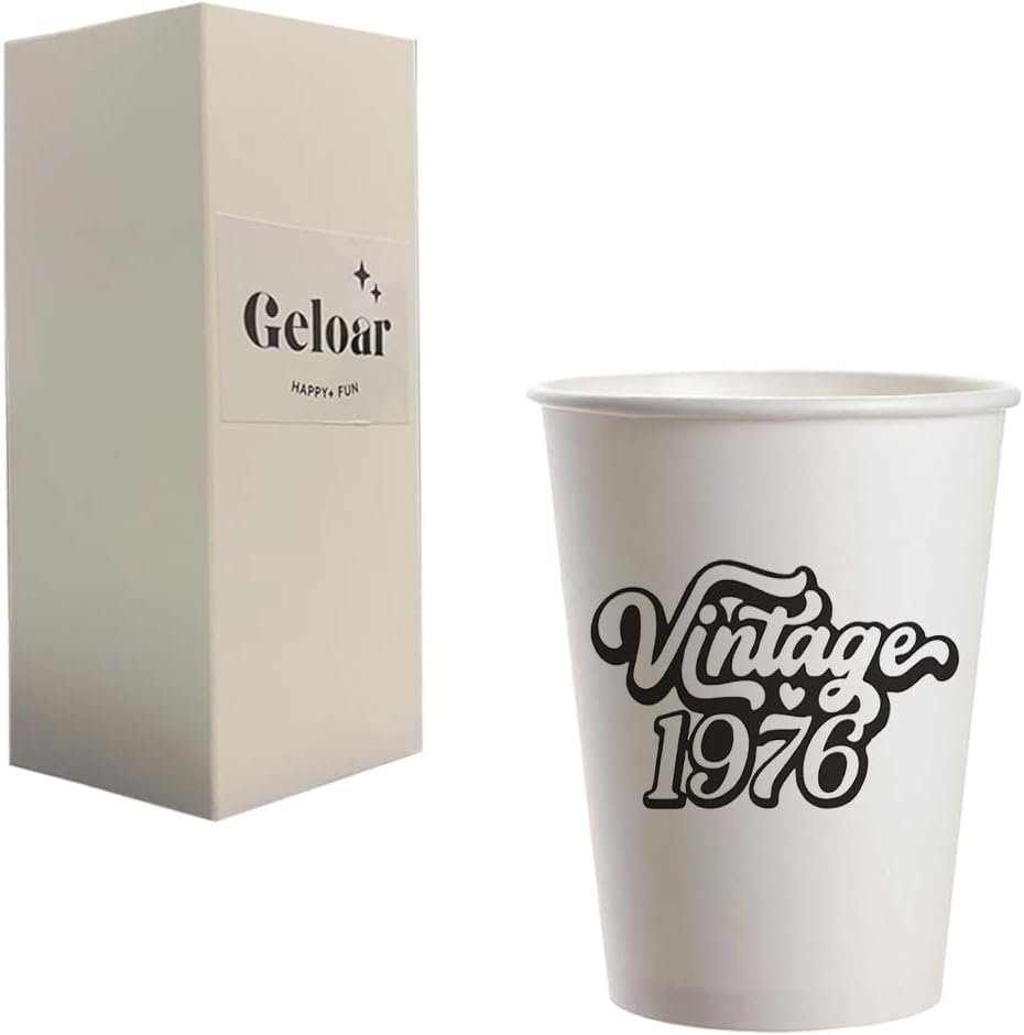 Großhandel Vintage 1976 Einweg-Pappbecher 20er Pack 9oz für eine unvergessliche 50. Geburtstagsfeier, Individuelles Logo für Ihre Feier, hochwertiger Hersteller für Partybedarf.