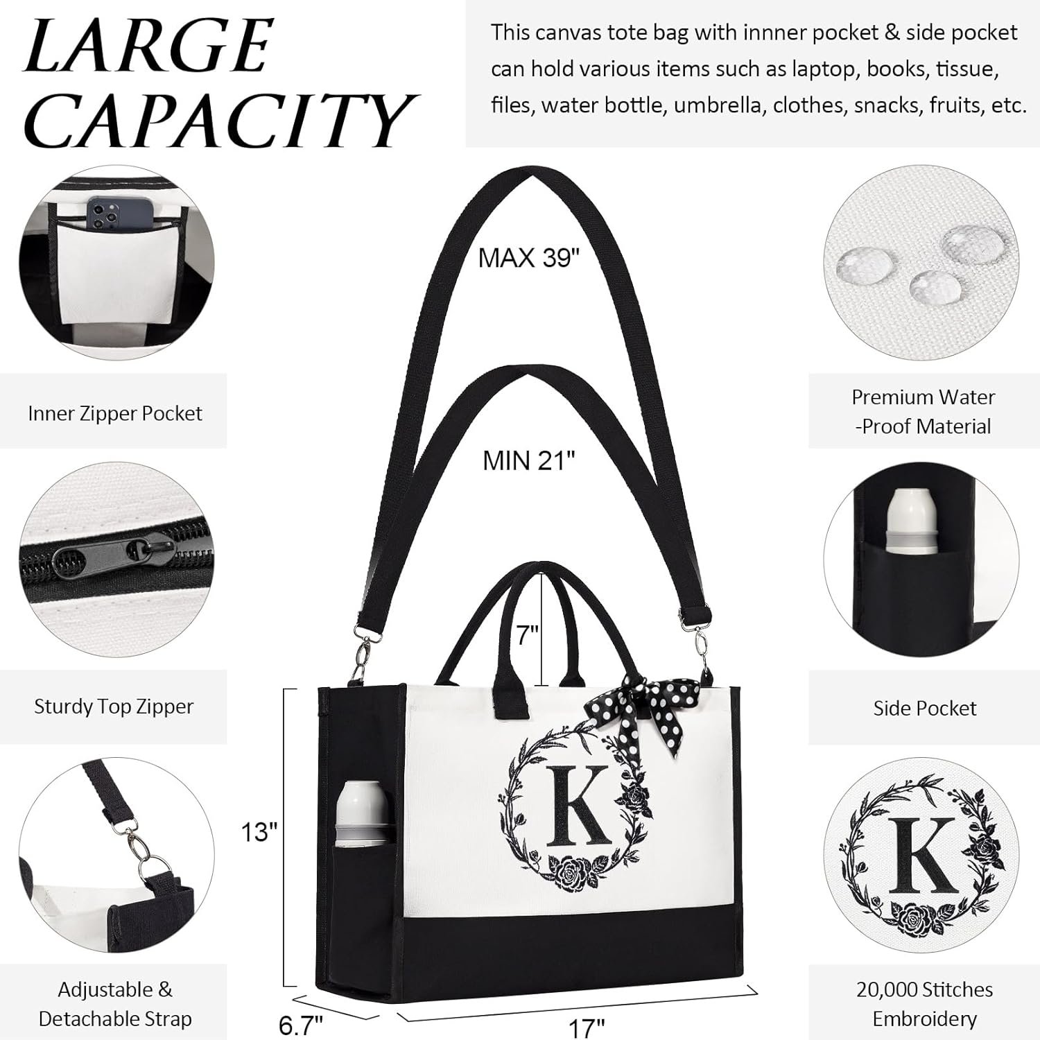 Großhandel Personalisierte Weihnachtsgeschenke für Frauen, Initial Canvas Tote Bag & Kosmetiktasche, Monogrammierte Strandtaschen mit Reißverschluss, ideal als Geburtstagsgeschenke für Mama, Schwester, Freundin, Partnerin, Tochter, Lehrerin – Individuelles Logo für Eigenmarken, Hersteller und Lieferanten im Bulk. Großhandel Personalisierte Weihnachtsgeschenke für Frauen, Initial Canvas Tote Bag & Kosmetiktasche, Monogrammierte Strandtaschen mit Reißverschluss, ideal als Geburtstagsgeschenke für Mama, Schwester, Freundin, Partnerin, Tochter, Lehrerin – Individuelles Logo für Eigenmarken, Hersteller und Lieferanten im Bulk.