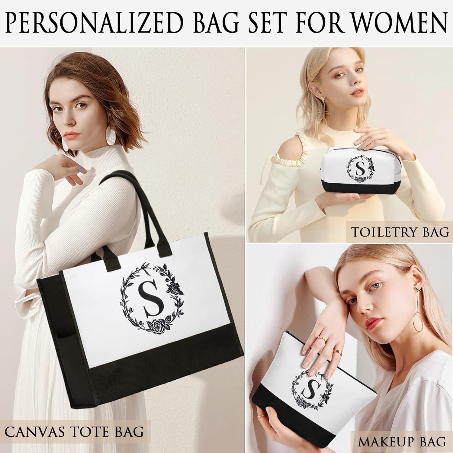 Großhandel Personalisierte Weihnachtsgeschenke für Frauen, Initial Canvas Tote Bag & Kosmetiktasche, Monogrammierte Strandtaschen mit Reißverschluss, ideal als Geburtstagsgeschenke für Mama, Schwester, Freundin, Partnerin, Tochter, Lehrerin – Individuelles Logo für Eigenmarken, Hersteller und Lieferanten im Bulk. Großhandel Personalisierte Weihnachtsgeschenke für Frauen, Initial Canvas Tote Bag & Kosmetiktasche, Monogrammierte Strandtaschen mit Reißverschluss, ideal als Geburtstagsgeschenke für Mama, Schwester, Freundin, Partnerin, Tochter, Lehrerin – Individuelles Logo für Eigenmarken, Hersteller und Lieferanten im Bulk.