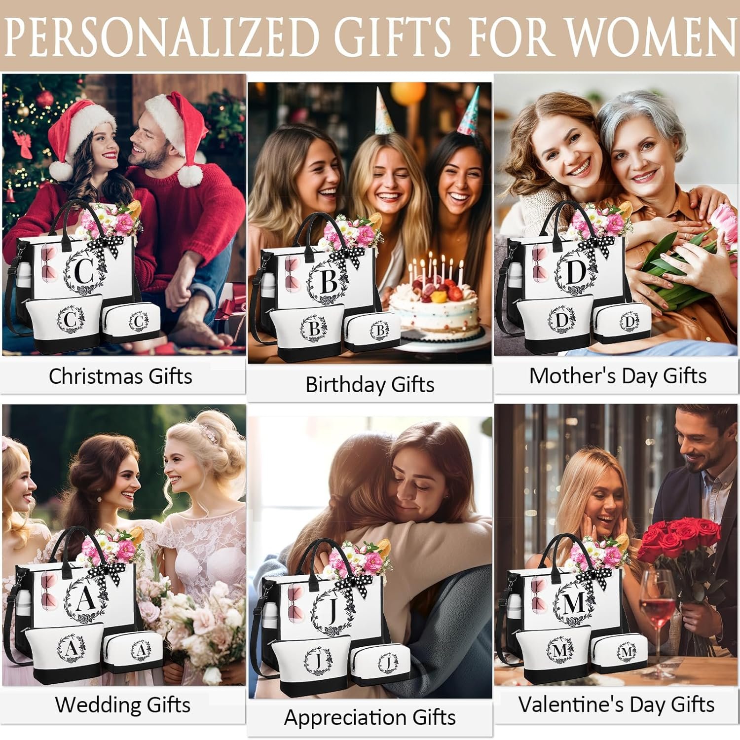 Großhandel Personalisierte Weihnachtsgeschenke für Frauen, Initial Canvas Tote Bag & Kosmetiktasche, Monogrammierte Strandtaschen mit Reißverschluss, ideal als Geburtstagsgeschenke für Mama, Schwester, Freundin, Partnerin, Tochter, Lehrerin – Individuelles Logo für Eigenmarken, Hersteller und Lieferanten im Bulk. Großhandel Personalisierte Weihnachtsgeschenke für Frauen, Initial Canvas Tote Bag & Kosmetiktasche, Monogrammierte Strandtaschen mit Reißverschluss, ideal als Geburtstagsgeschenke für Mama, Schwester, Freundin, Partnerin, Tochter, Lehrerin – Individuelles Logo für Eigenmarken, Hersteller und Lieferanten im Bulk.