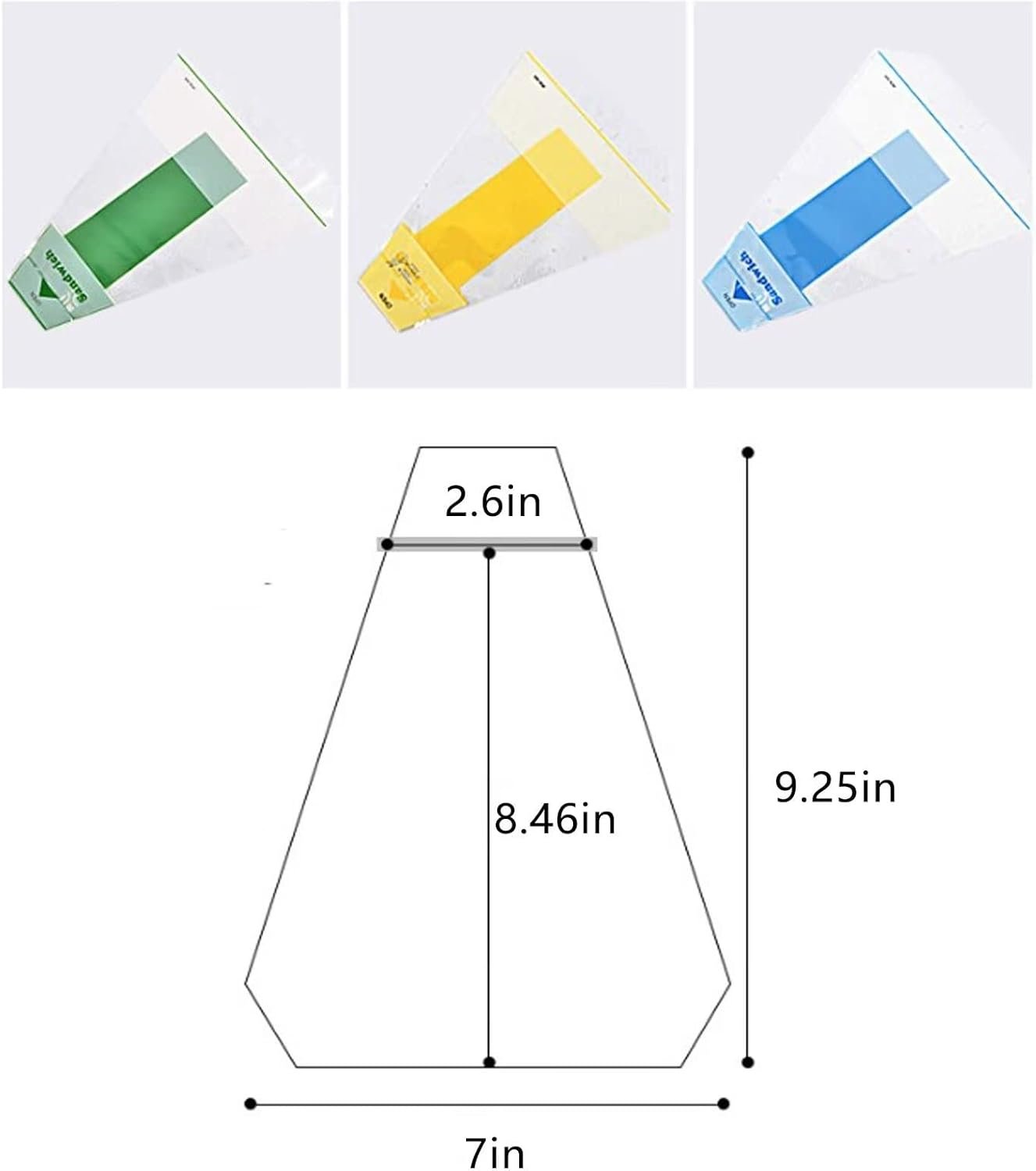 Großhandel 300 Stück transparente Sandwichverpackungen, individuell bedruckbare Sandwich-Boxen, OEM-Dreiecksverpackungen für Bäckereien, leicht abreißbar (Gelb, Grün, Blau)
