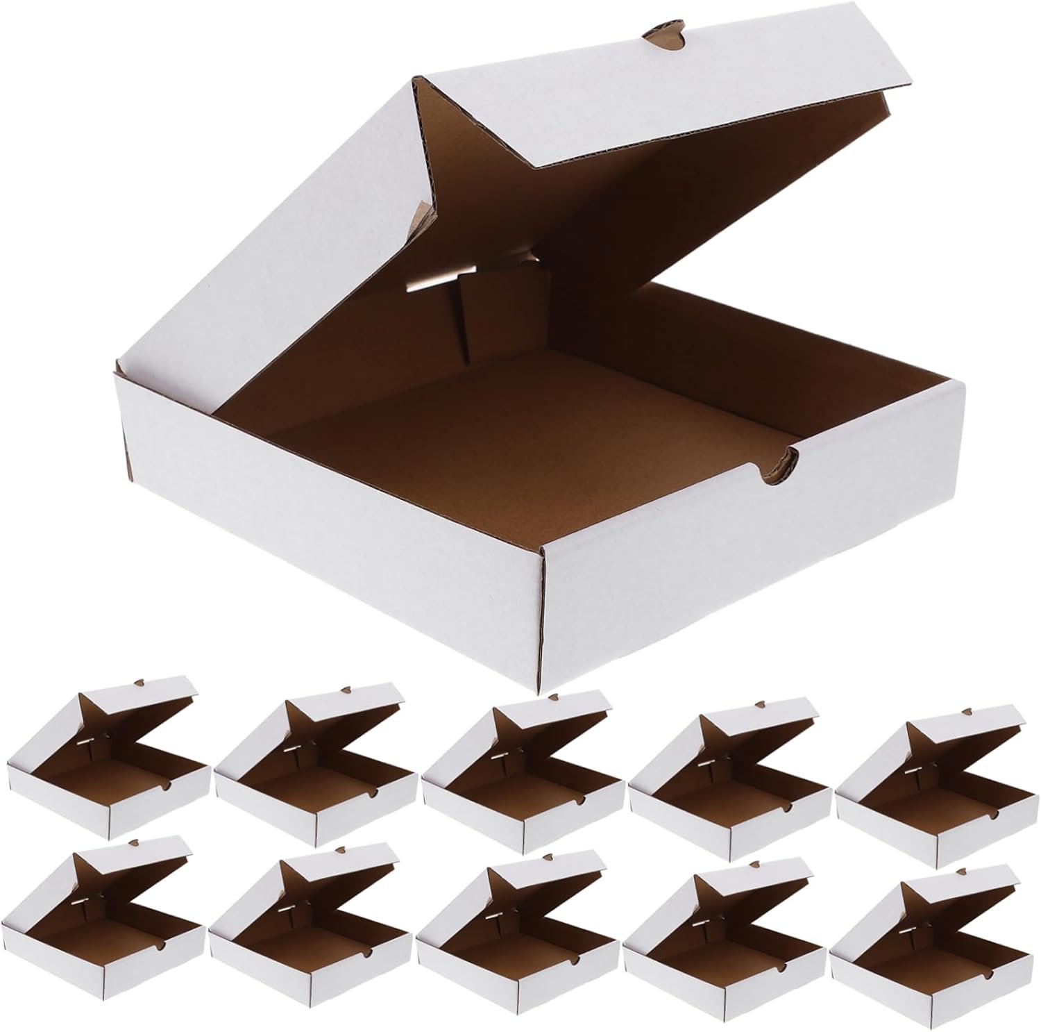 Großhandel 30 Stück weiße wellenartige Pizzakartons für Takeout, ideal für die Aufbewahrung von Gebäck und Keksen, Hersteller für wiederverwendbare Lebensmittelverpackungen zur Frischhaltung, individuelles Logo verfügbar.