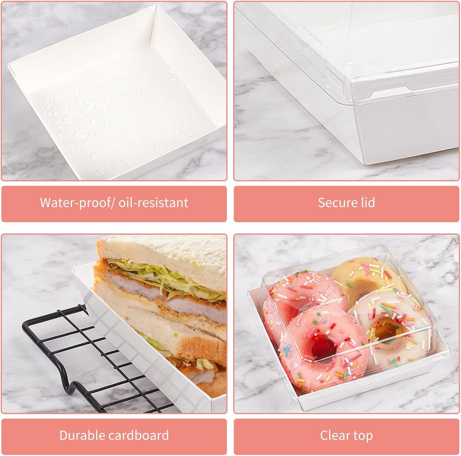 Großhandel kleine Charcuterie-Boxen, 5 Zoll Papiertüten mit Klarsichtdeckel für Sandwich, Gebäck, Kuchenstück, individuelle Logos, Hersteller von Einweg-Lebensmittelbehältern, 50 Stück Großhandel kleine Charcuterie-Boxen, 5 Zoll Papiertüten mit Klarsichtdeckel für Sandwich, Gebäck, Kuchenstück, individuelle Logos, Hersteller von Einweg-Lebensmittelbehältern, 50 Stück