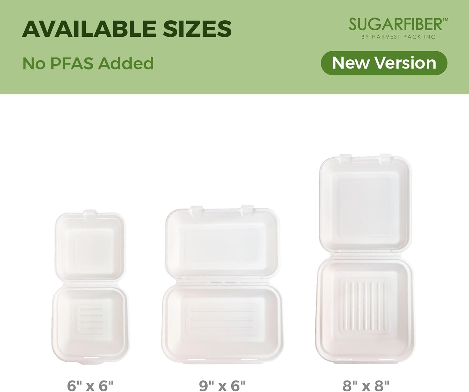 Großhandel 50 Stück Kompostierbare Lebensmittelbehälter 6 x 6 Zoll in Weiß, Einweg-Quadratklappbox mit einer Kammer, Eco-Friendly Bagasse Zuckerrohr, OEM Design, ohne PFAS Zusatz. Großhandel 50 Stück Kompostierbare Lebensmittelbehälter 6 x 6 Zoll in Weiß, Einweg-Quadratklappbox mit einer Kammer, Eco-Friendly Bagasse Zuckerrohr, OEM Design, ohne PFAS Zusatz.