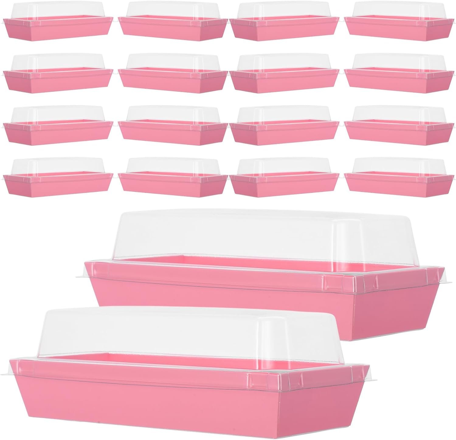 Großhandel 50 Stück Rechteckige Kunststoffbackboxen mit Deckel, Charcuterie, Sandwich und Hot-Dog-Aufbewahrung, Individuelles Logo, Hersteller für qualitativ hochwertige Lösungen in Bulk.