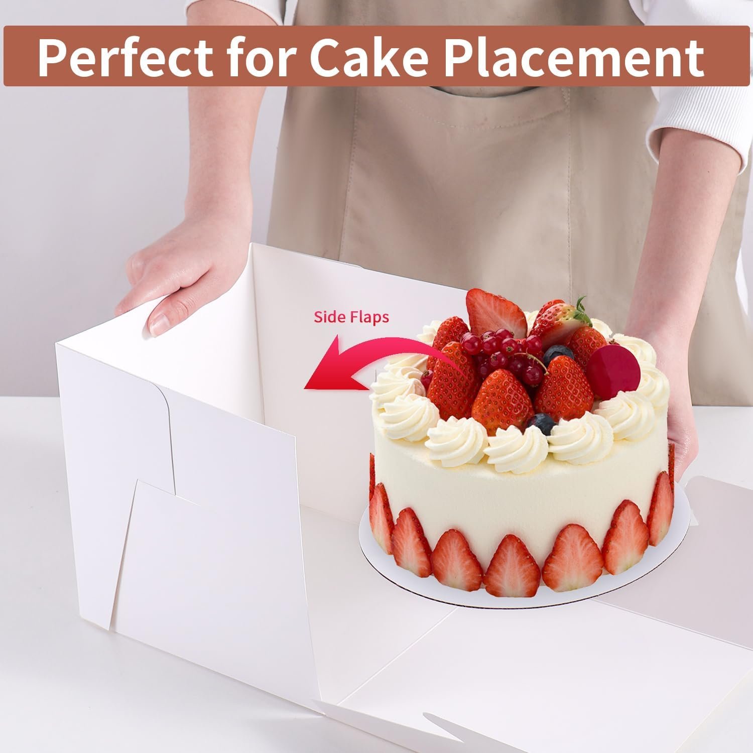 Großhandel 16 Stück Tortenboxen 8x8x8 Zoll, 8 Stück weiße Bäckereiboxen mit Fenster und 8 Stück Tafeln, OEM für 8-Zoll-Torten, Einweg-Pie-Box für Hochzeit, Geburtstag, Party, individuelles Logo