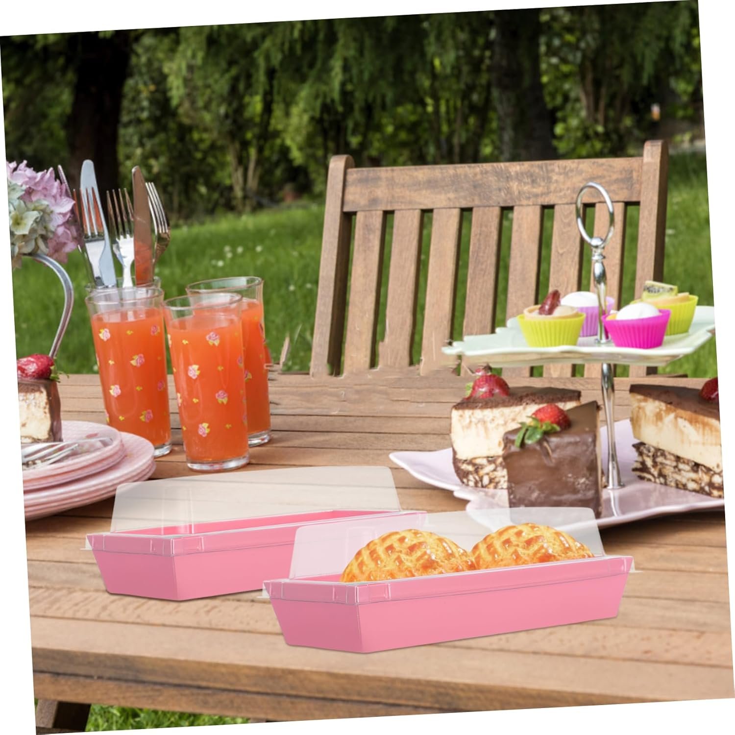 Großhandel 50 Stück rechteckige Bäckereiboxen mit Fenster, hitzebeständige Einweg-Lebensmittelbehälter mit Deckel für Sandwiches, Feingebäck, Speck, Jakobsmuscheln und Desserts, Hersteller für individuelle Logos und Eigenmarken.