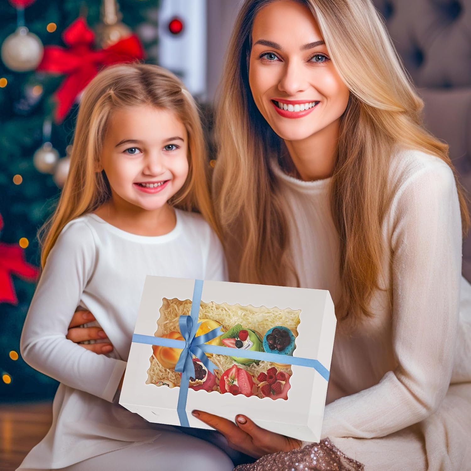 Großhandel 12 Sets 14x10x4 Zoll Weißer Bäckereikarton mit Fenster, individuelle Logo Gestaltung für große Mengen von Tortenverpackungen, Hersteller für Gebäck, Kuchen, Donuts und Cupcakes.