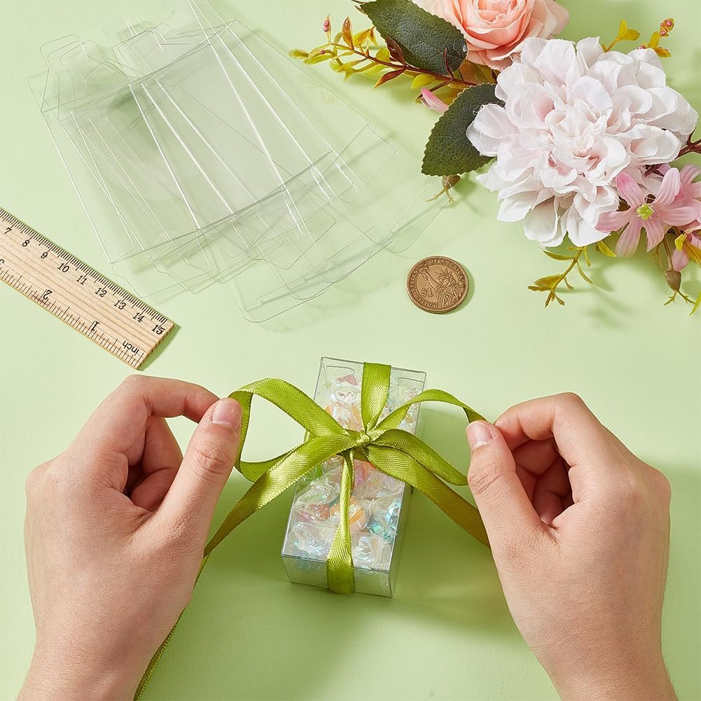 Großhandel 40 Stück klare Geschenkboxen 1,5x1,5x3 Zoll für Hochzeitsfeiern, transparent mit Film, ideal für Süßigkeiten und Cupcakes, Hersteller für individuelle Logo-Optionen.