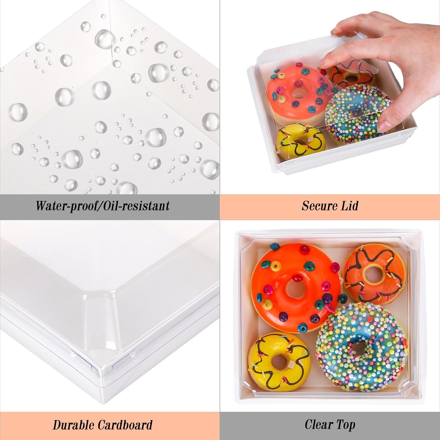 Großhandel 50 Stück kleine Charcuterie-Boxen 4,7 x 4,3 Zoll mit klaren Deckeln und Besteck, OEM Mini Dessertbehälter für Hochzeit, Geburtstag, Sandwich, Keks, Sushi, Kuchenstück, Obst